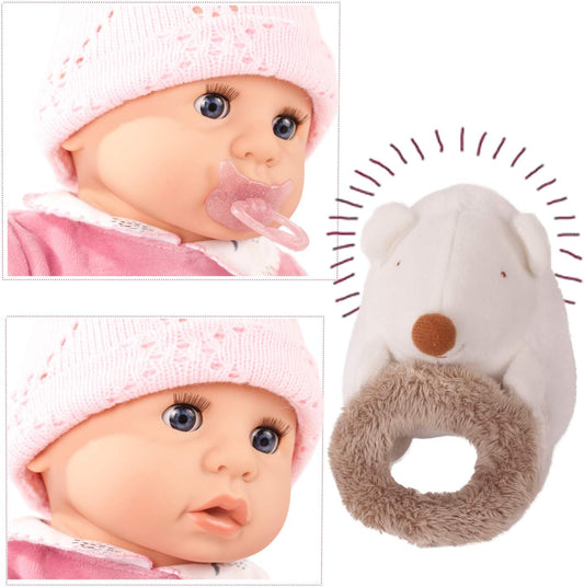 Götz 1961049 Cookie Hedgehog Doll - 48 cm Baby Doll with Blue Sleeping Eyes, No Hair and a Soft Body - 6-Piece Set