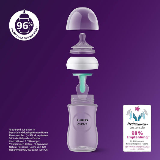 Philips Avent Babyflaschen mit AirFree Ventil, Geschenkset für Neugeborene – 4 Babyflaschen, ultra soft Schnuller und Flaschenbürste, Babys von 0–12 Monaten und älter (Modell SCD657/11) - Meloni2