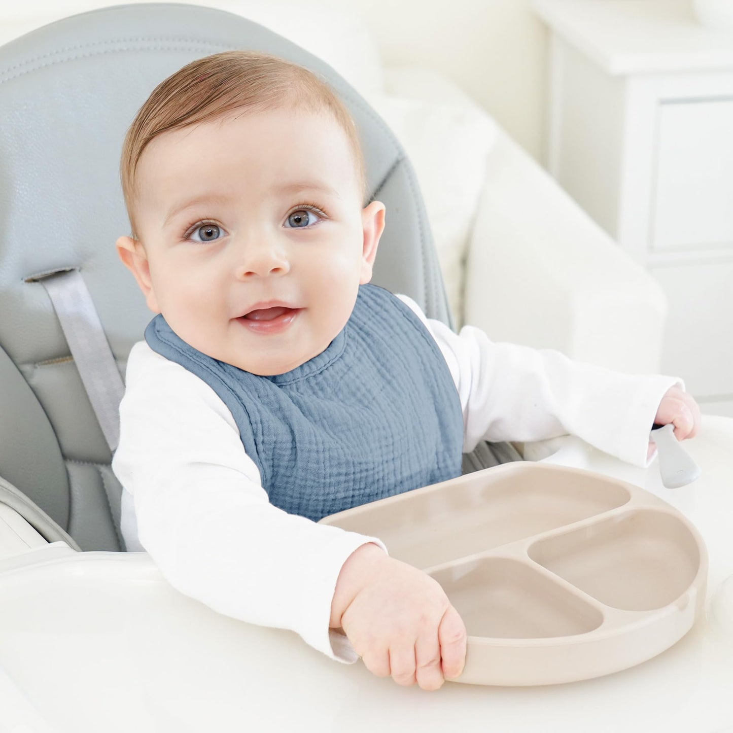 Bearmoss Lätzchen Baby Musselin Sabberlätzchen für Babys, 100% Baumwolle Quadratische Halstuch Baby Verstellbare Babylätzchen Weiche Sabberlätzchen für Junge und Mädchen,8 Stück
