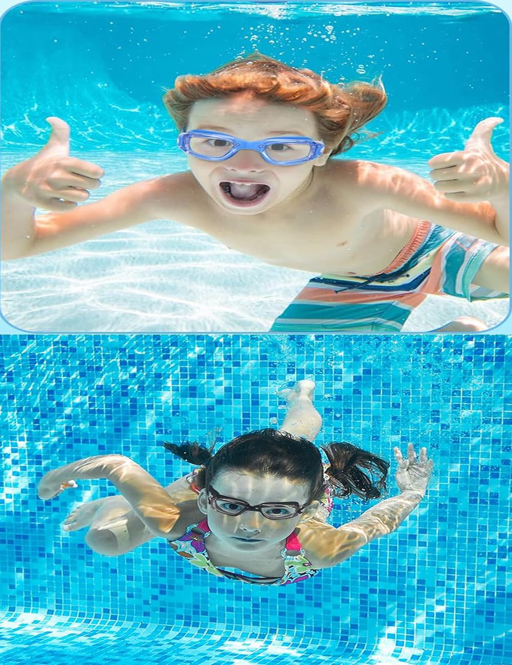 faliring Schwimmbrille Kinder, 2 Stück taucherbrille kinder Junior 3-15 Jahre, Gläsern Wassersport Schwimmbrillen Swimming Goggles Geschenke für Mädchen Jungen