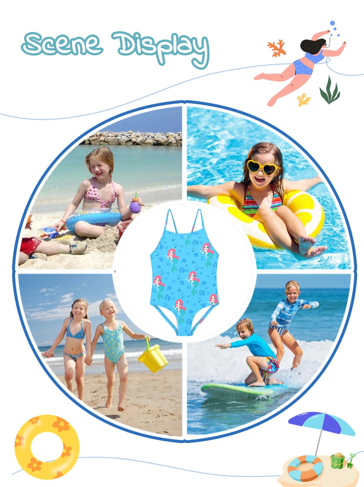 weVSwe Badeanzug Kinder Mädchen Einteiler Nette Kleinkind Schwimmanzug Ärmellose Bikini Kinder Bademode 2-10 Jahre