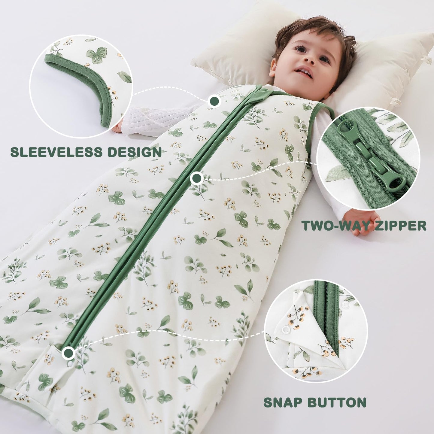 Mosebears Baby Sleeping Bag Winter 2.5 Tog, 100% Cotton Baby Winter Sleeping Bag for Babies 0-24 Months, M (6-12 Months)