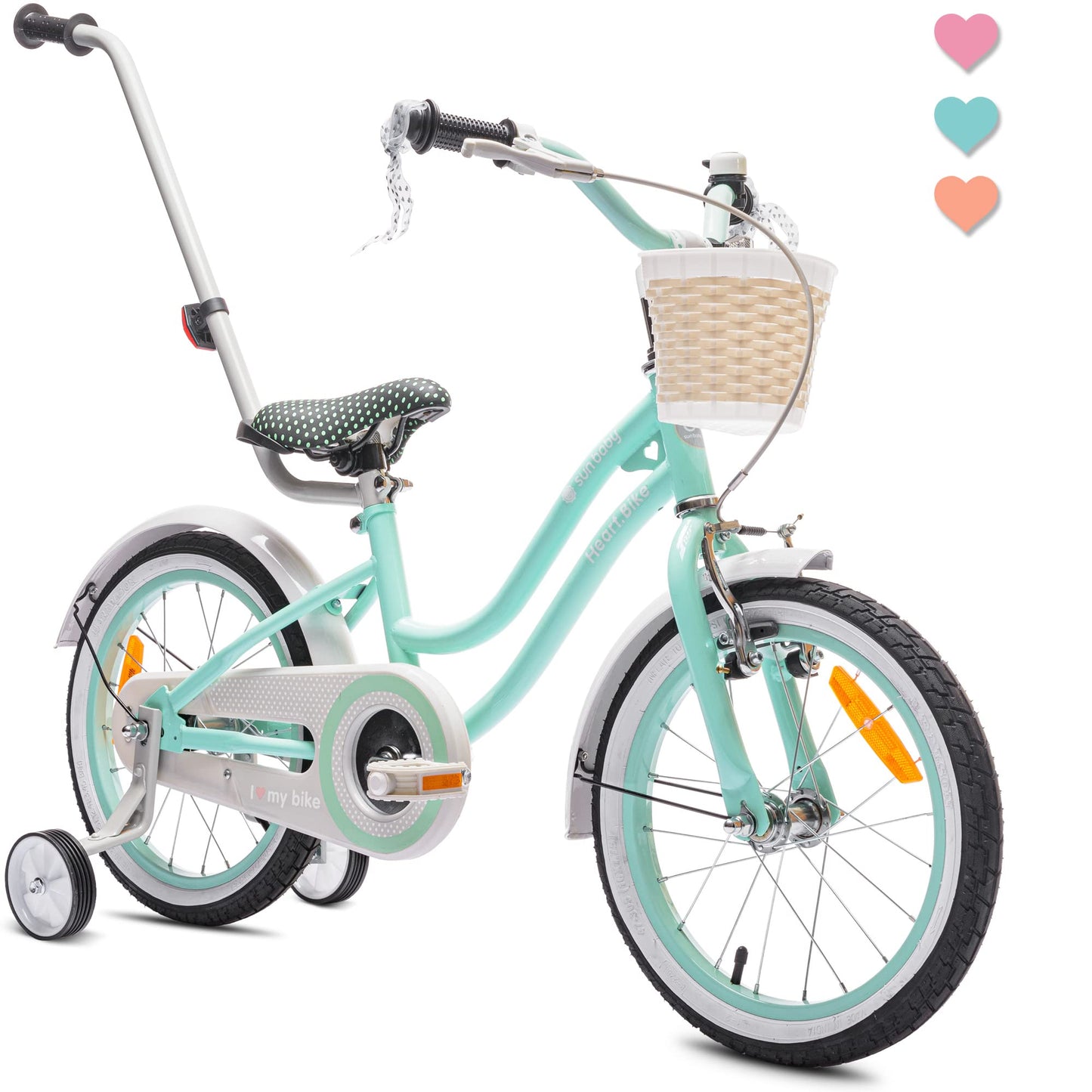 sun baby Mädchenfahrrad 12, 14 und 16 Zoll Radgröße Heart Bike zur Auswahl, mit Abnehmbarer Schubstange, Kinderfahrrad für Mädchen von 2 bis 6 Jahre - Meloni2
