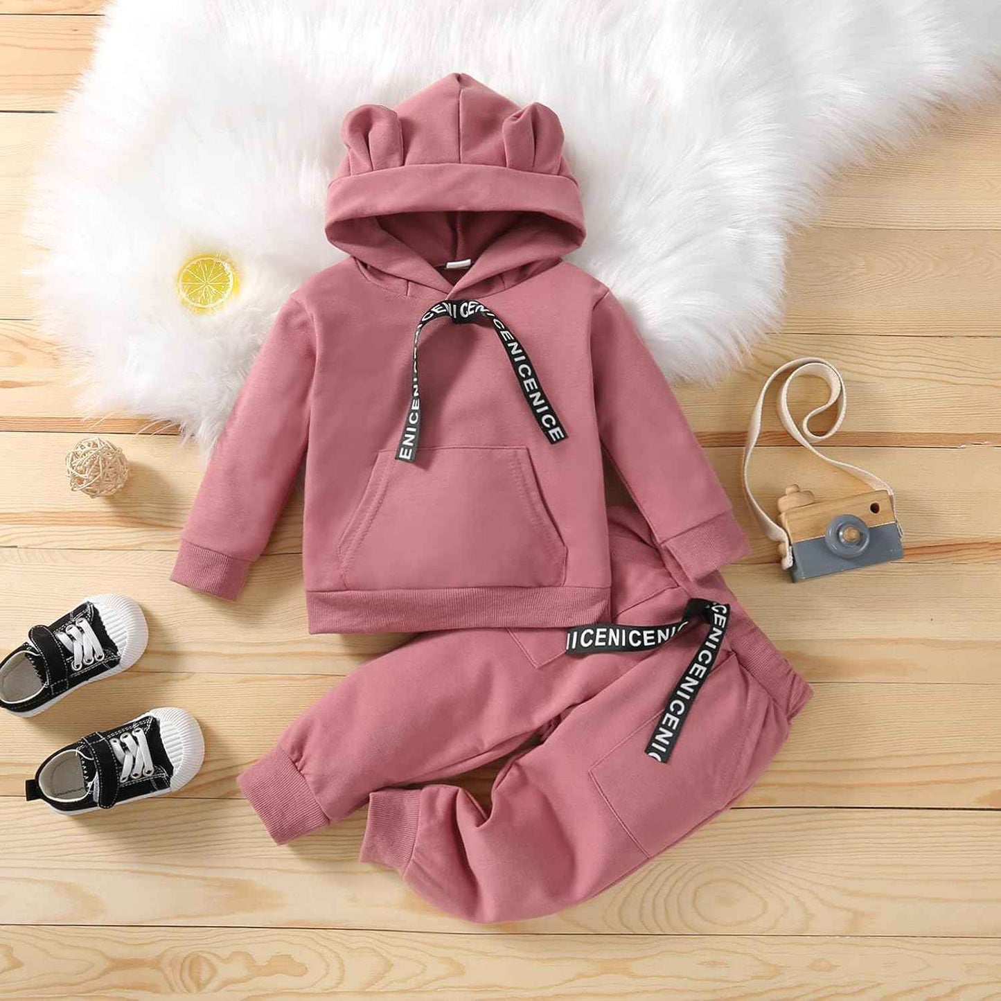 Zweiteiliges Herbst-Outfit für Kinder, Mädchen, 2-teilig, mit Kapuze, einfarbig, Sweatsuit-Set, Kleinkinder, Ausgehen, Western-Trainingsanzug, Jogginganzug, Jogginganzug, Jogginganzug, gemütliches