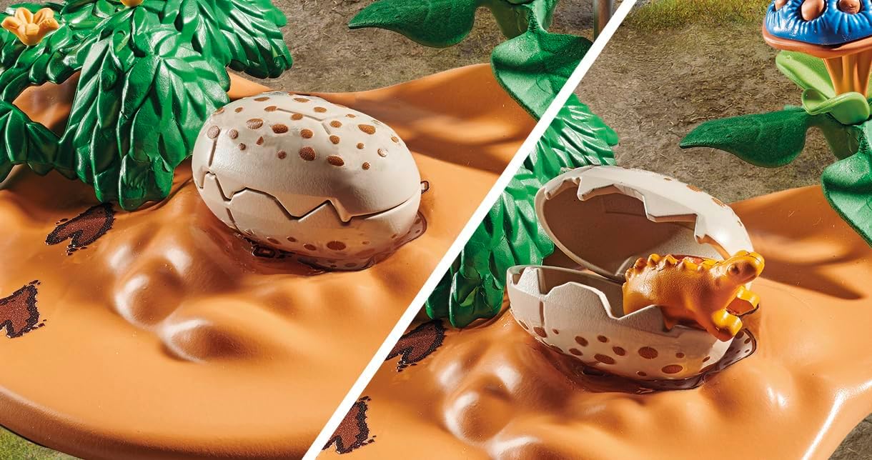 PLAYMOBIL | Dinos | Stegosaurus-Nest mit Eierdieb | nachhaltiges Spielzeug für Kinder ab 4 Jahren | 71526
