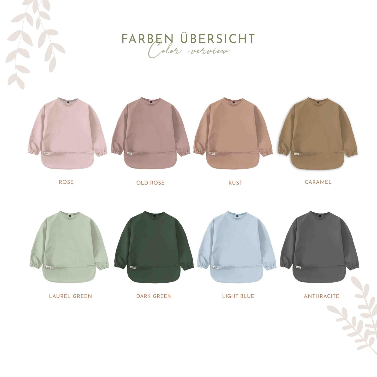 ARTEE Ärmellätzchen beschichtet wasserfest abwischbar Lätzchen mit Ärmeln, Baby, Wasserdichtes Lätzchen, ideal als Geschenk