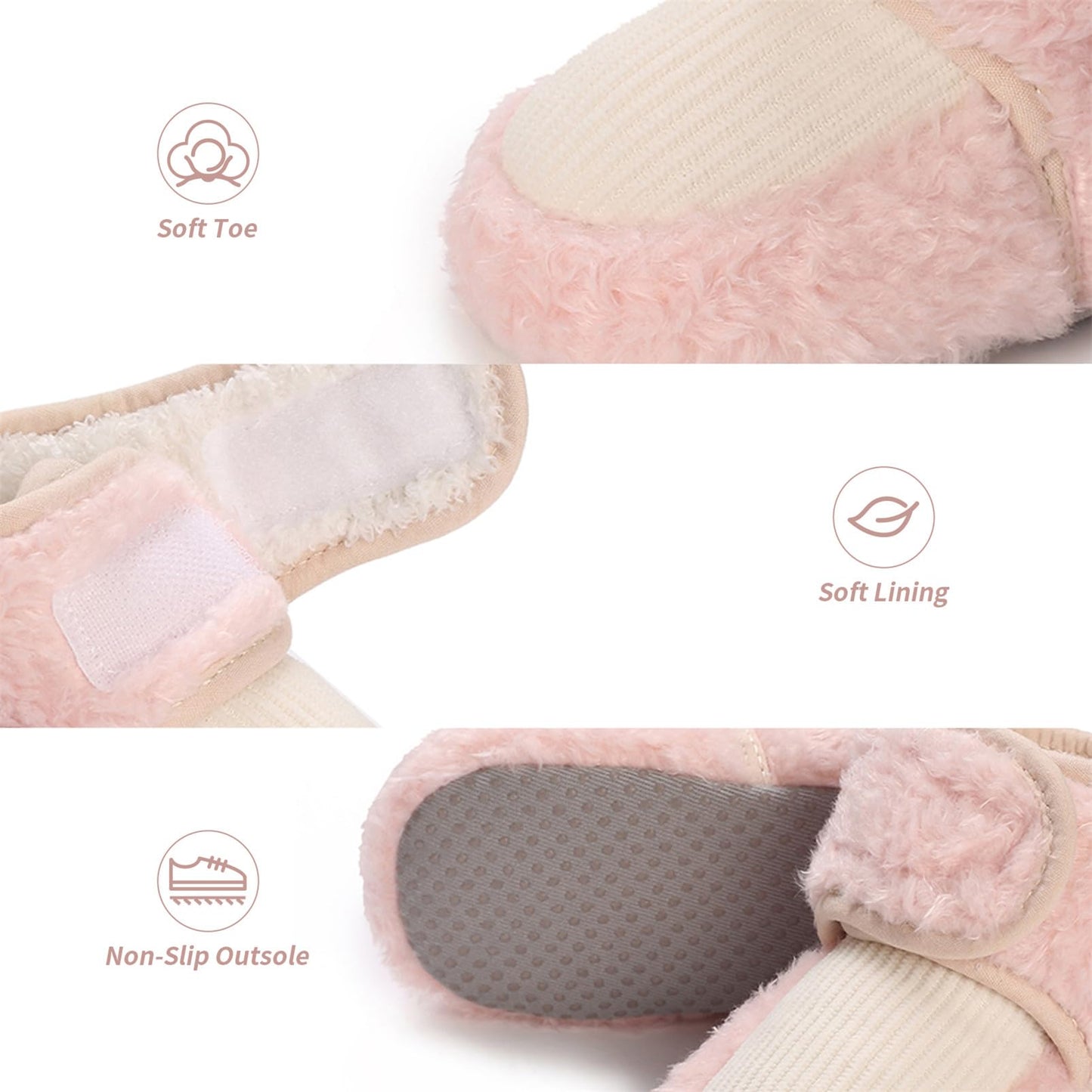 Baby Newborn Fleece Bootie, Winter Warm Non-Slip Soft Sole Winter Shoes, Sock Shoes, Cute Adjustable Crawling Shoes, Prewalker Boots for Girls and Boys, Toddler Size 0-18 Months