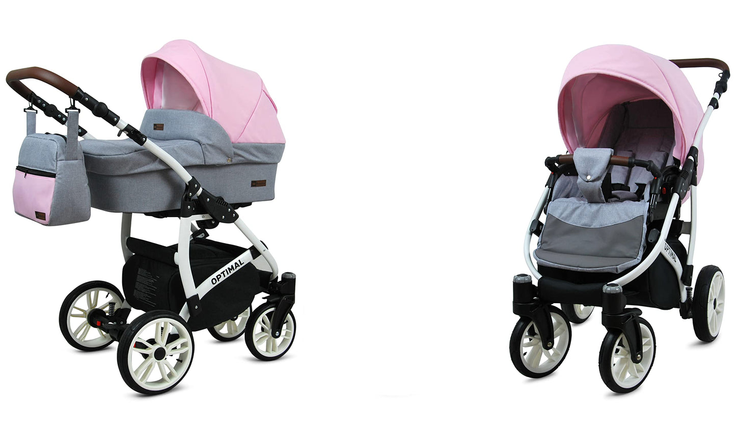 BabyLux® Kinderwagen Set 4 in 1 - Optimal - incl. Babywanne, Buggy Sportsitz, Auto-Babyschale, ISOFIX-Basisstation - Autositz - Kinderwagenset - Kombikinderwagen mit Wickeltasche usw.