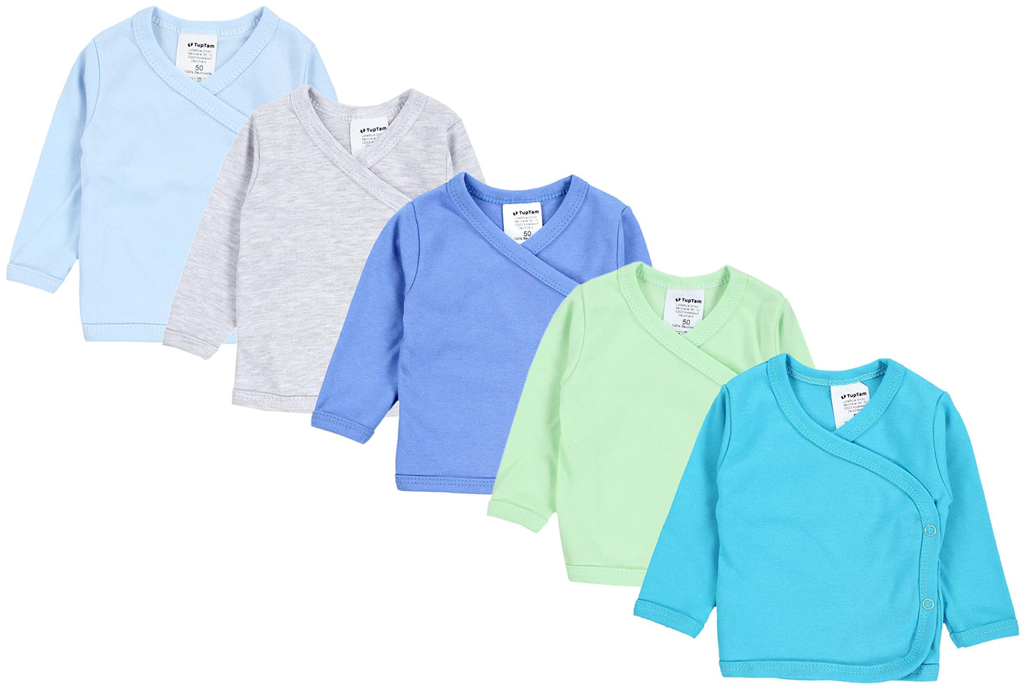 TupTam Baby Jungen Langarm Wickelshirt Baumwolle 5er Set