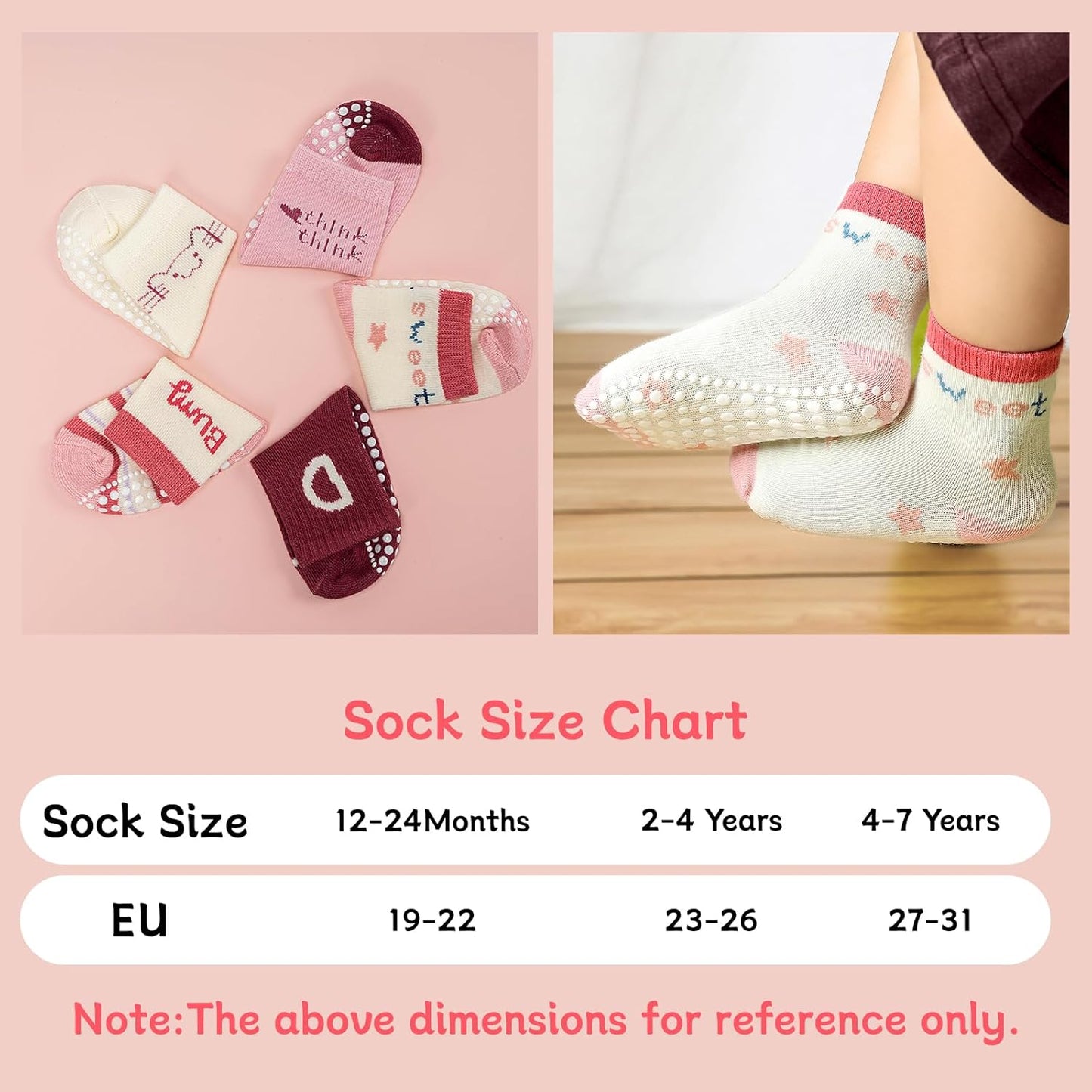 KOWAYI Stoppersocken Kinder 5/10 Paar ABS Rutschsocken Kinder Jungen, Mädchen, Baby Antirutschsocken 1-7 Jahre Grip Socken