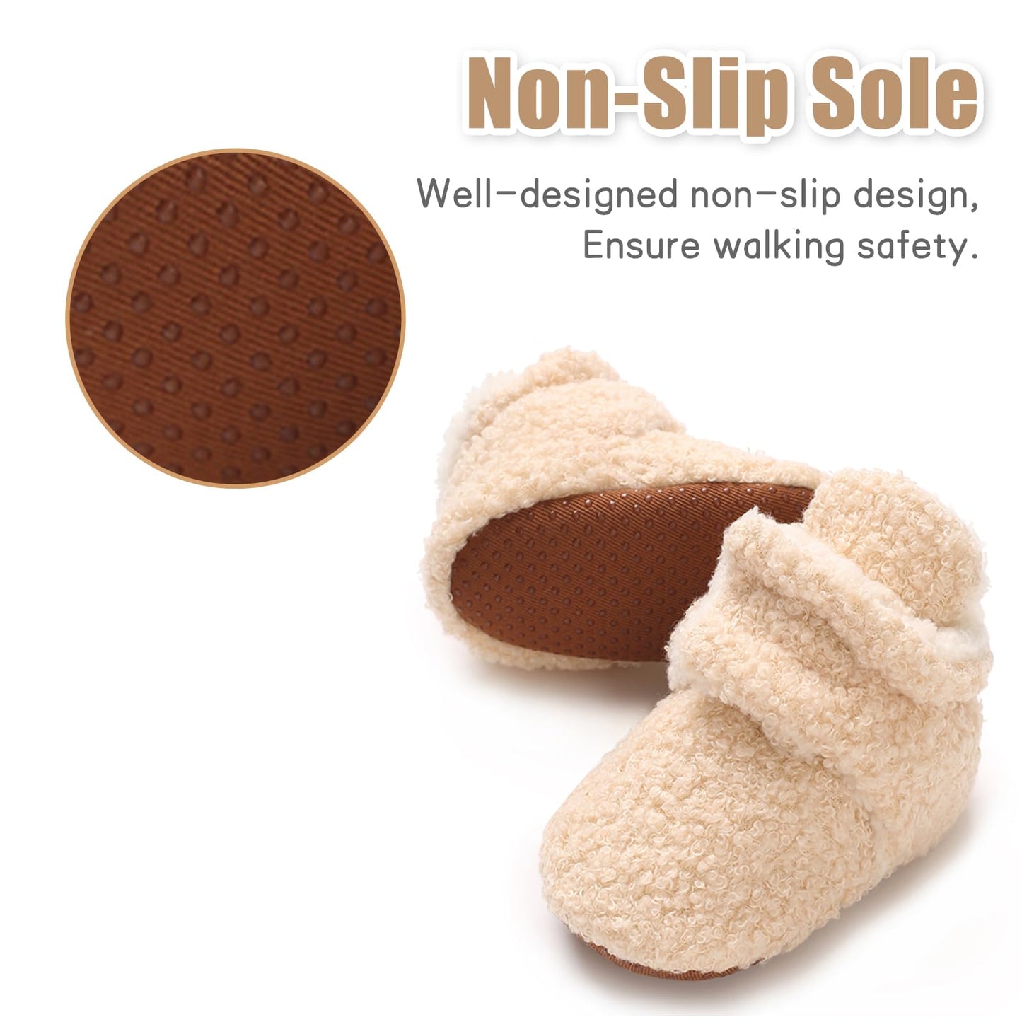 YloveM Toddler Baby Boys Girls Booties, Unisex Newborn Winter Shoes Thick Snow Boots Non-Slip Sole Soft Toddler Warm Sock Shoes