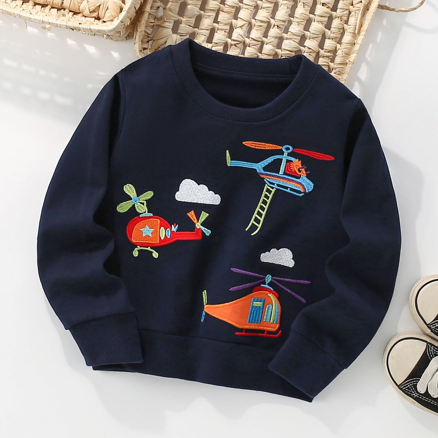 Pilipulu Sweatshirt Boys Kids Pullover Boys Cotton Long Sleeve Shirt Kids Dinosaur Digger Warm Tops 2-7 Years Size 92 98 104 110 116 122
