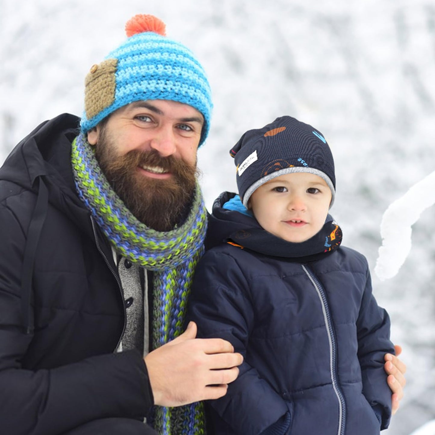 Kinder Beanie Mütze & Loop Schal Set, 95% Baumwolle Mütze Schal Set Mädchen Jungen 2-8 Jahren, Schlauchschal Warme Wintermütze Strickmützen für Herbst Winter Frühling
