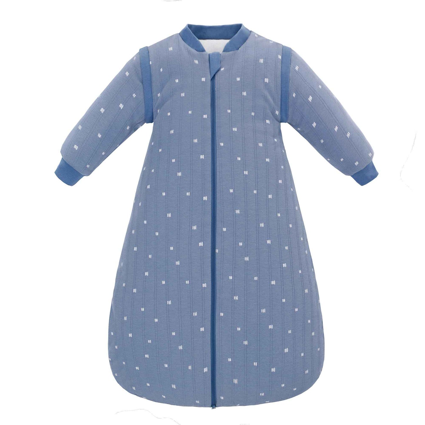 amo nenes Baby Sleeping Bag 2.5 TOG, Baby Autumn Winter Long Sleeve Sleeping Bag, 100% Cotton, Removable Sleeves, Length 72 cm, 0-6 Months (Blue)