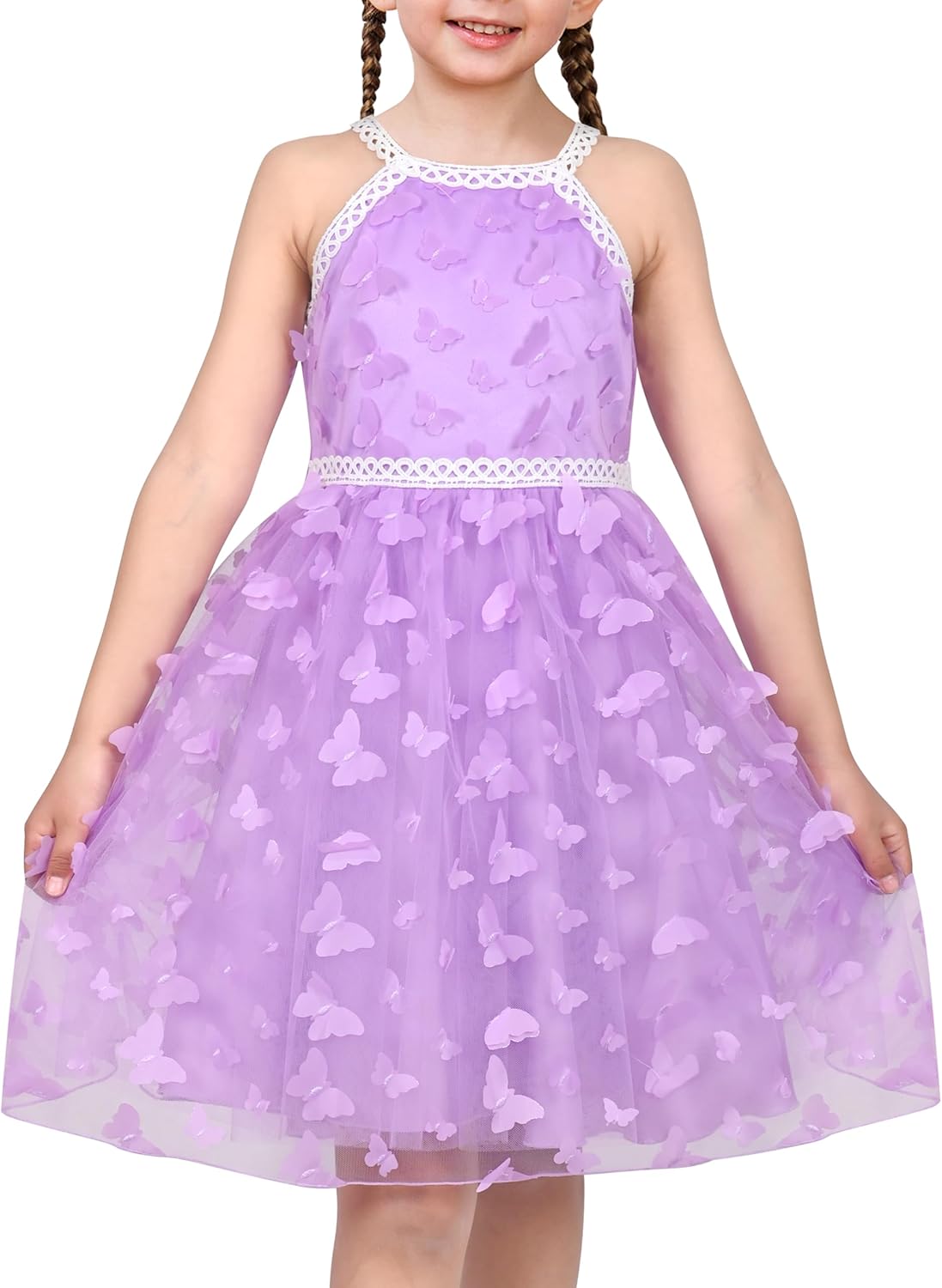 Sunny Fashion Mädchen Kleid Türkis Schmetterling Gestickt Halfter Kleid Party Gr. 104-146