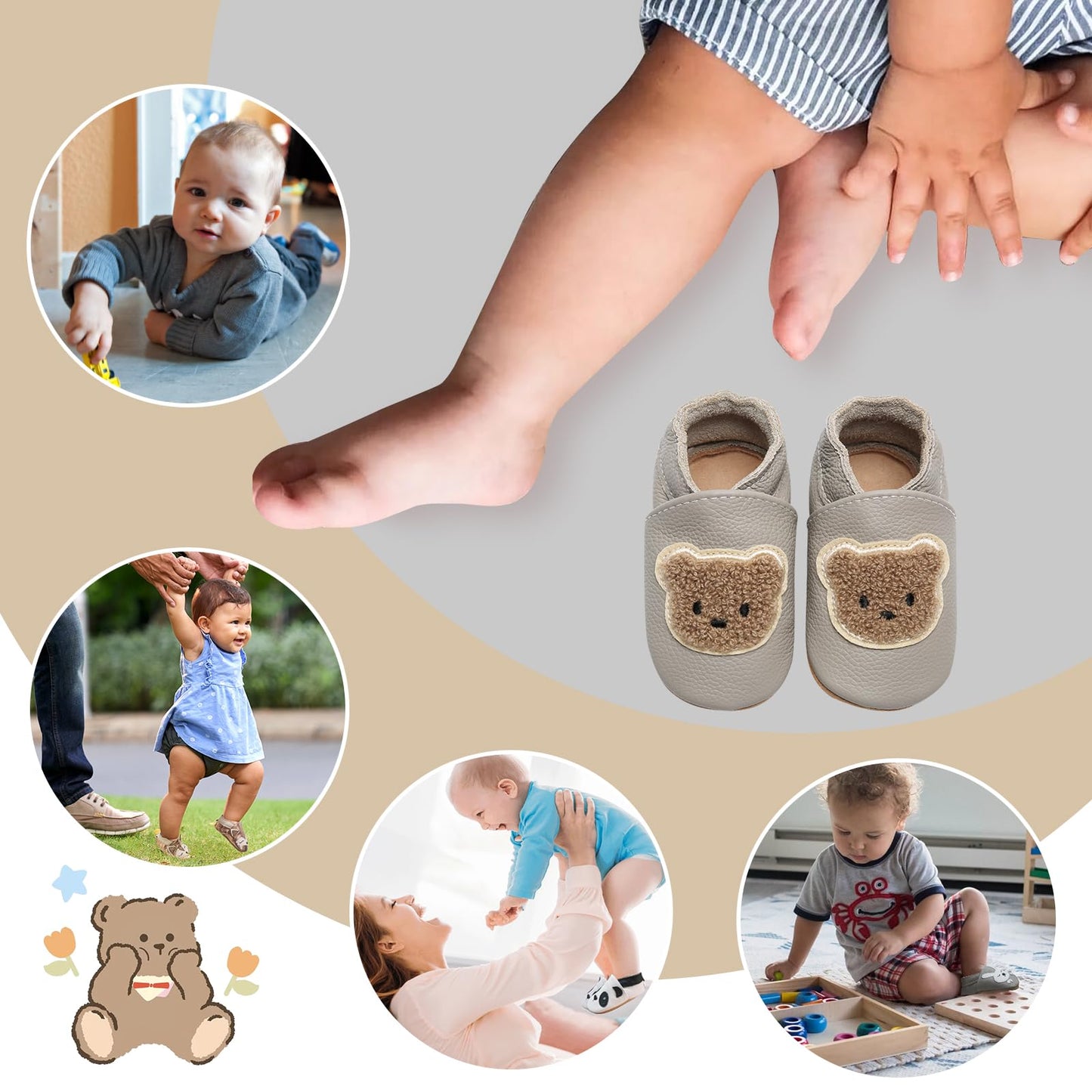 Babyschuhe IceUnicorn Krabbelschuhe für Babys, weiche Leder-Laufschuhe für Jungen und Mädchen, Lederschuhe für Kleinkinder, Baby Hausschuhe