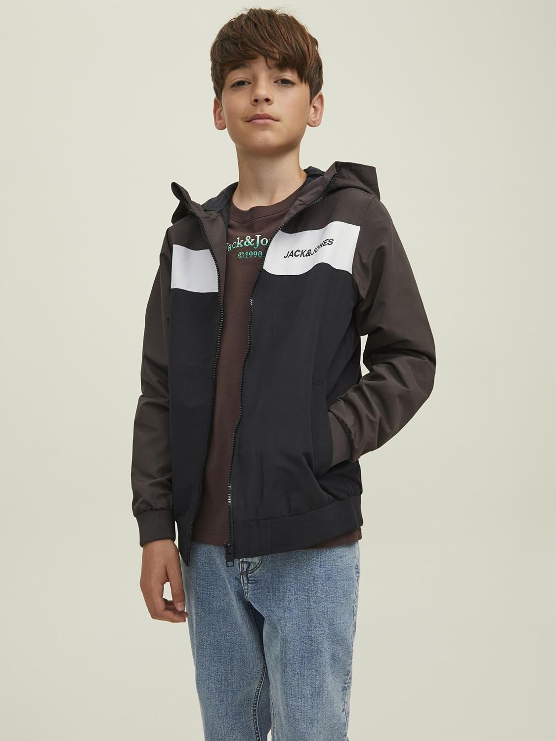 JACK & JONES Jjerush Blocking Hood Bomber Sn Jr Boys Jacket
