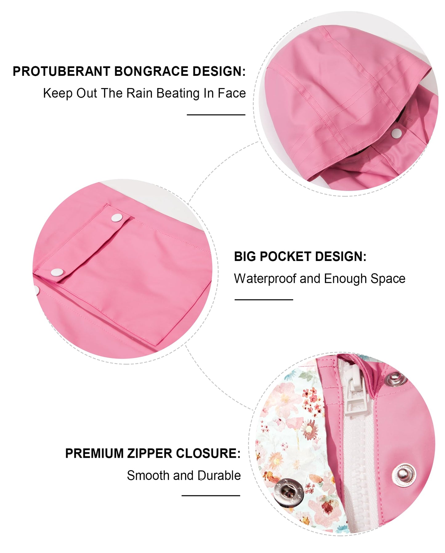 SOLOCOTE Kinder Regenjacke mit Kapuze gefüttert Gummi Regenmäntel für Mädchen Jungen Wasserdicht Winddicht Größe
