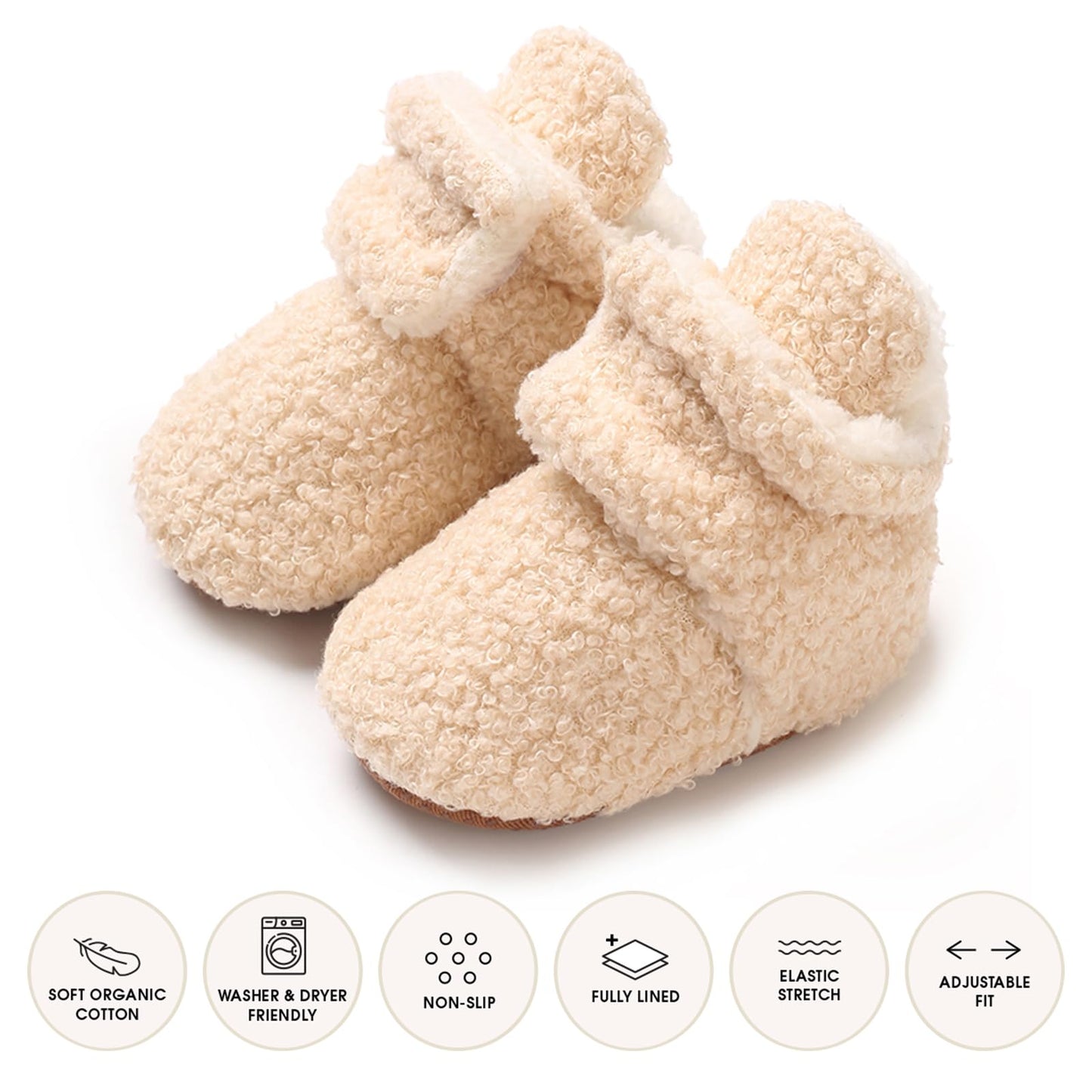 YloveM Toddler Baby Boys Girls Booties, Unisex Newborn Winter Shoes Thick Snow Boots Non-Slip Sole Soft Toddler Warm Sock Shoes