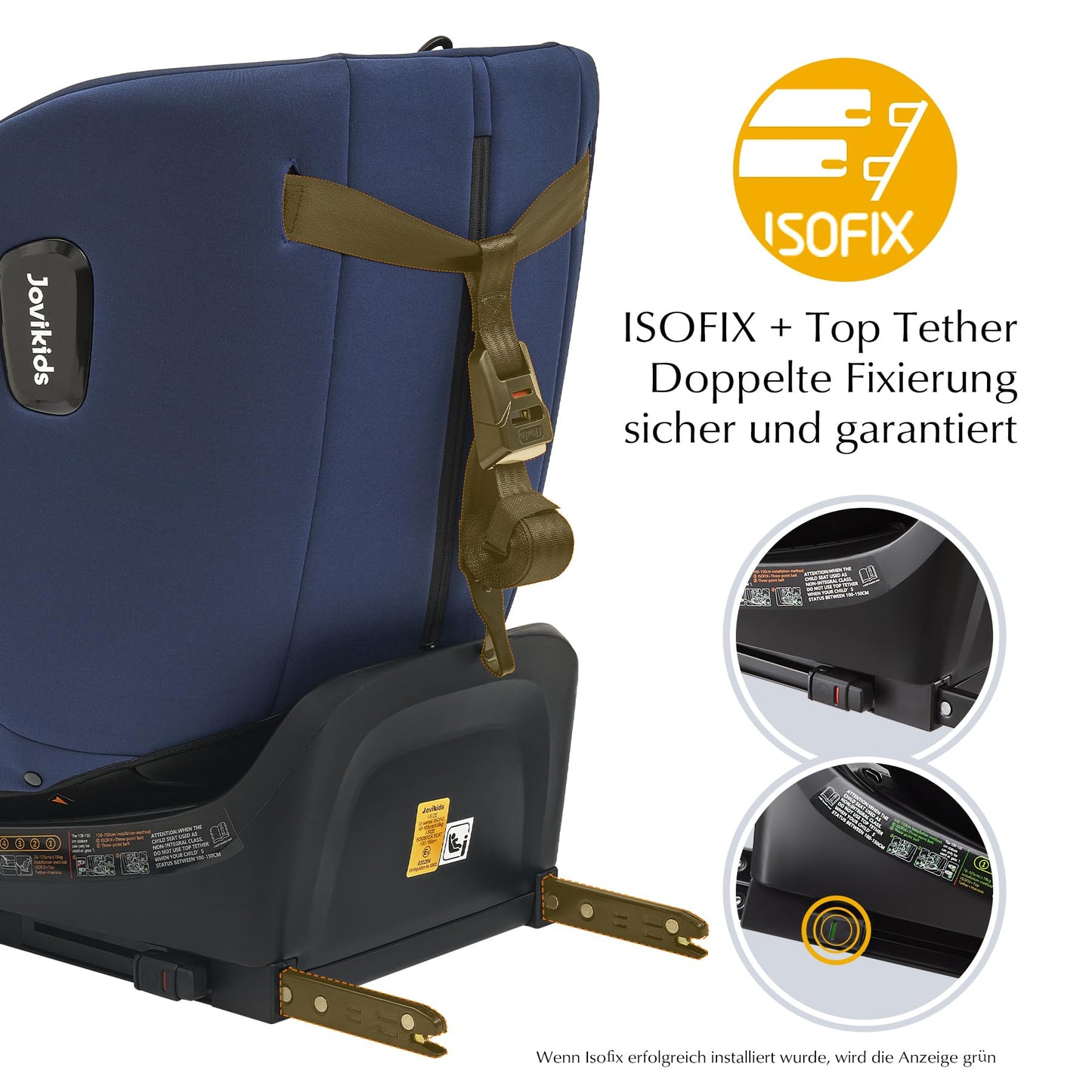 Jovikids 360° Drehbar Kindersitz mit ISOFIX und Ruheposition, i-Size(ECE R129) 40-150cm(0-36kg) Reboarder Baby Autositz, ab Geburt -12 Jahre (blau) - Meloni2