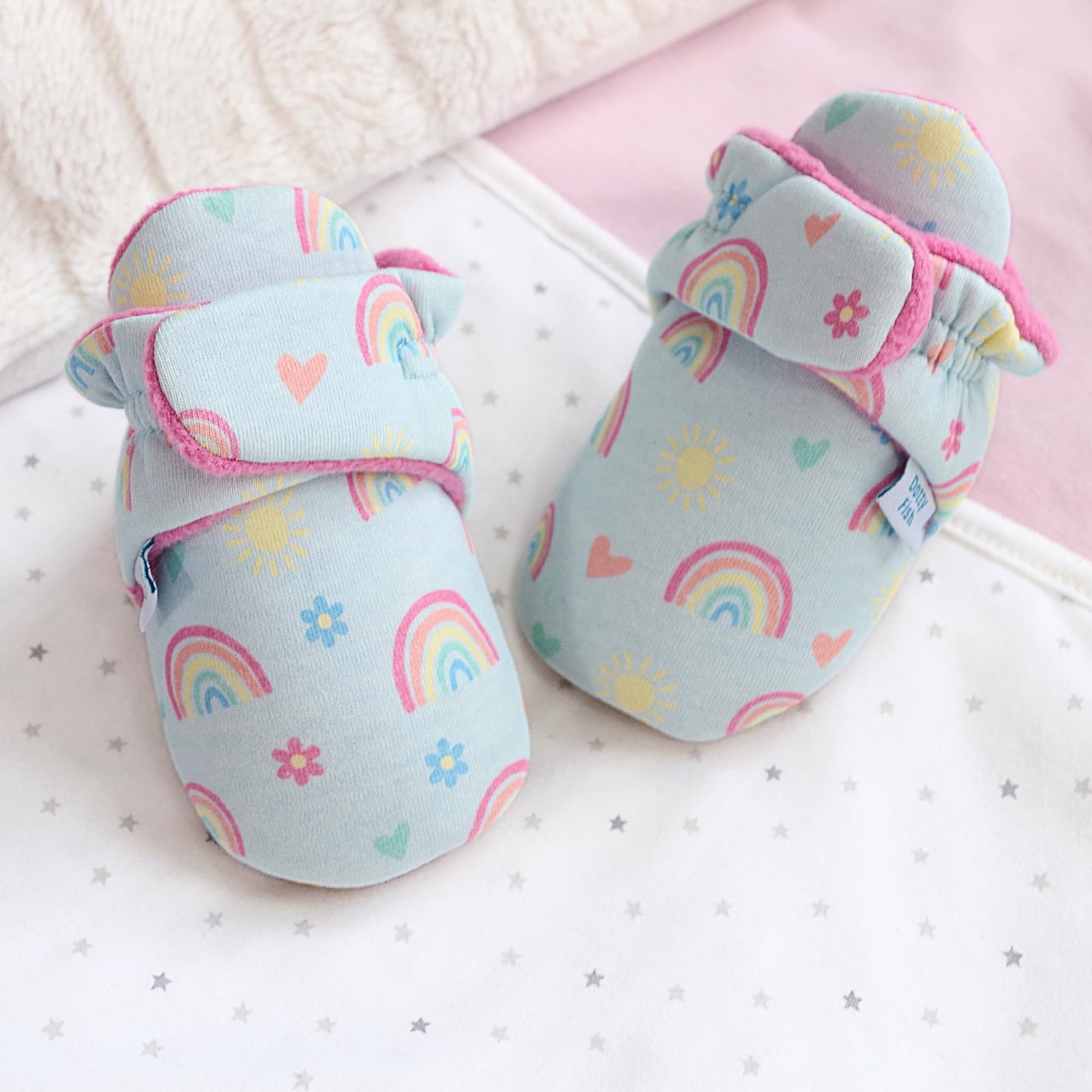 Dotty Fish Baby Winter Boots - Warm Non-Slip Cotton Crawling Shoes with Suede Sole - 0-24 Months