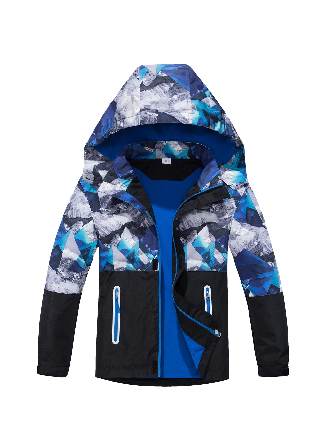 NATUST Boys' Lined Rain Jacket Wind and Waterproof Transition Jacket