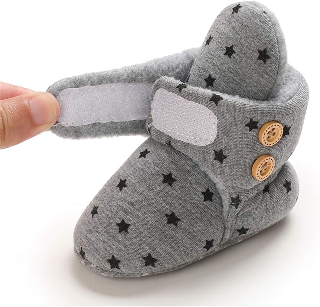 EDOTON Unisex-Baby Neugeborenes Fleece Booties, Baby Jungen Mädchen Weiche Sohlen Streifen Bootie Kleinkind Stiefel Niedlich Stiefel Socke Einstellbar