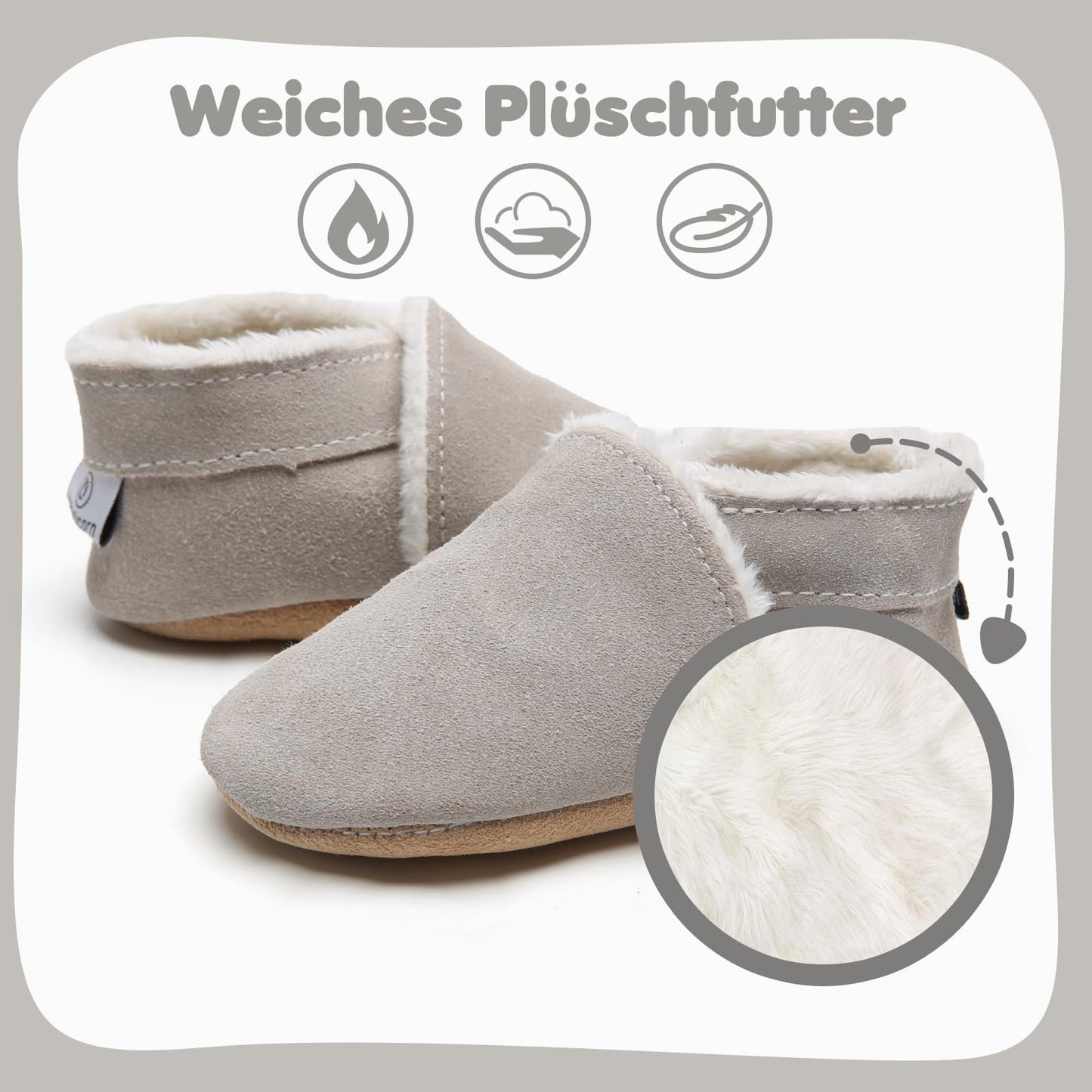 IceUnicorn Baby's Crawling Shoes, Winter First Walking Shoes, Baby Lined Leather Shoes, Soft Leather, Suede Soles, Leather Slippers