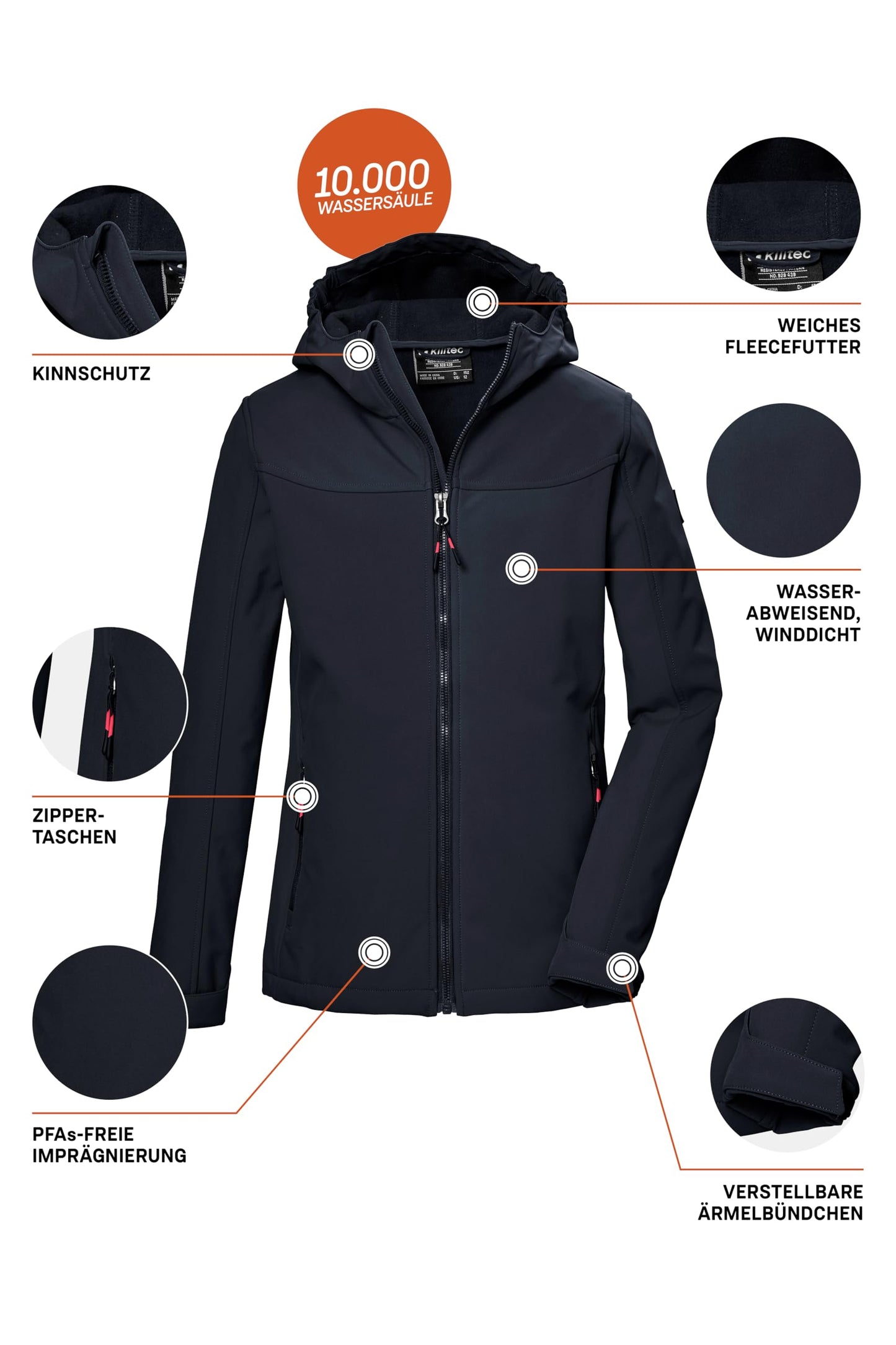 Killtec Mädchen Kos 145 Grls Sftshll Jckt Softshelljacke/Outdoorjacke mit Kapuze