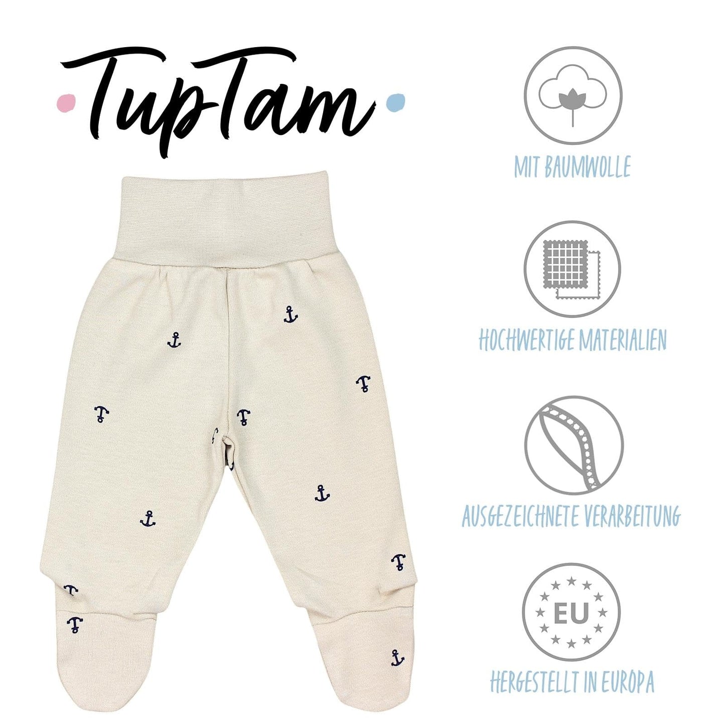 TupTam Baby Strampelhose Jungen Mädchen Hose mit Fuß 5er Pack