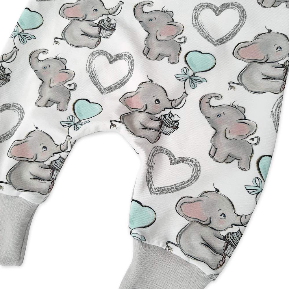 Rompers player elephants white grey