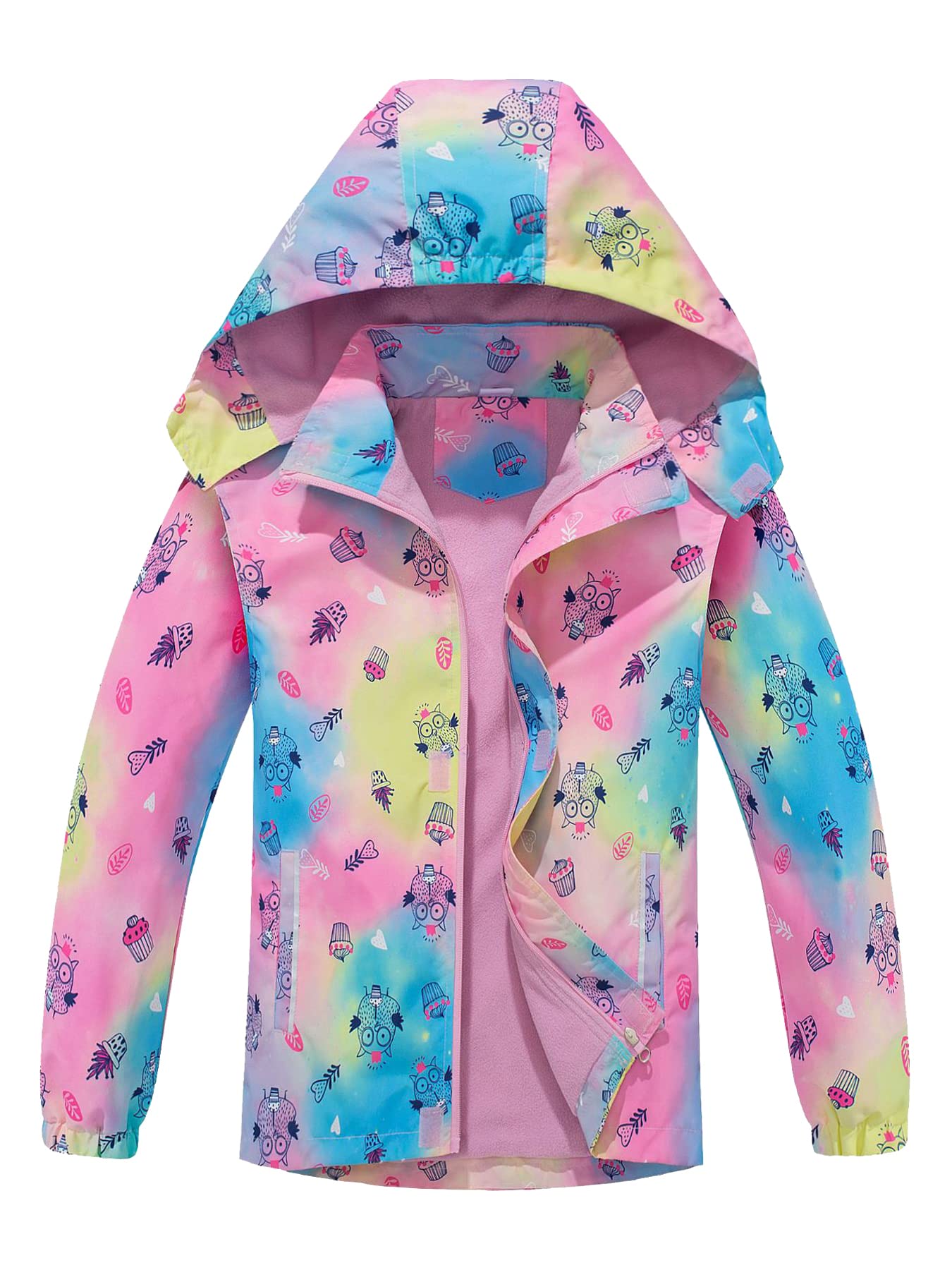 NATUST Mädchen Gefütterte Regenjacke Kinder Winddicht Übergangsjacke mit Abtrennbare Kapuze