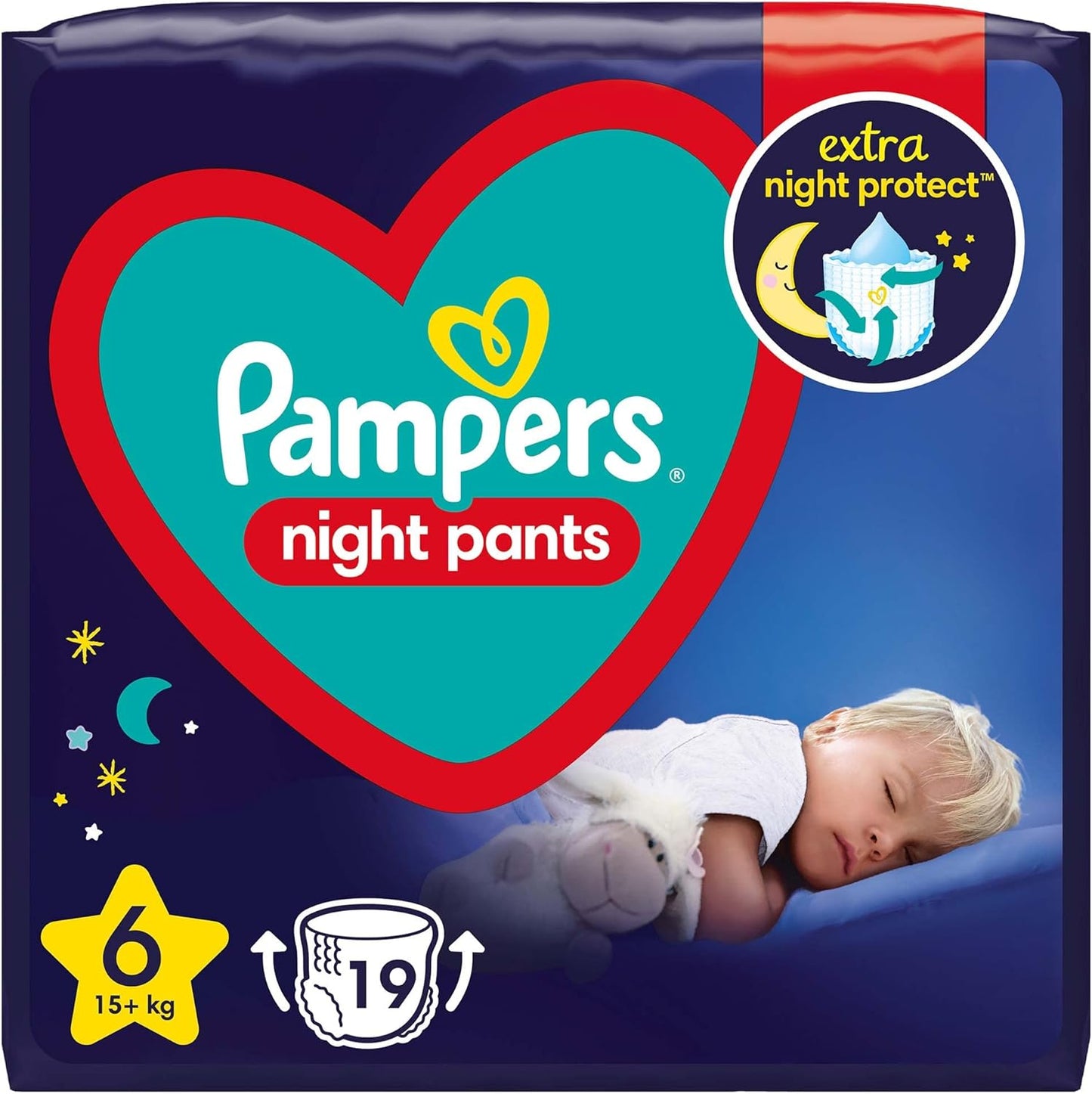 Pampers Night Pants Windeln Größe 6 (15+ kg), 19 Windeln, Nachtwindeln bieten Schutz Die ganze Nacht