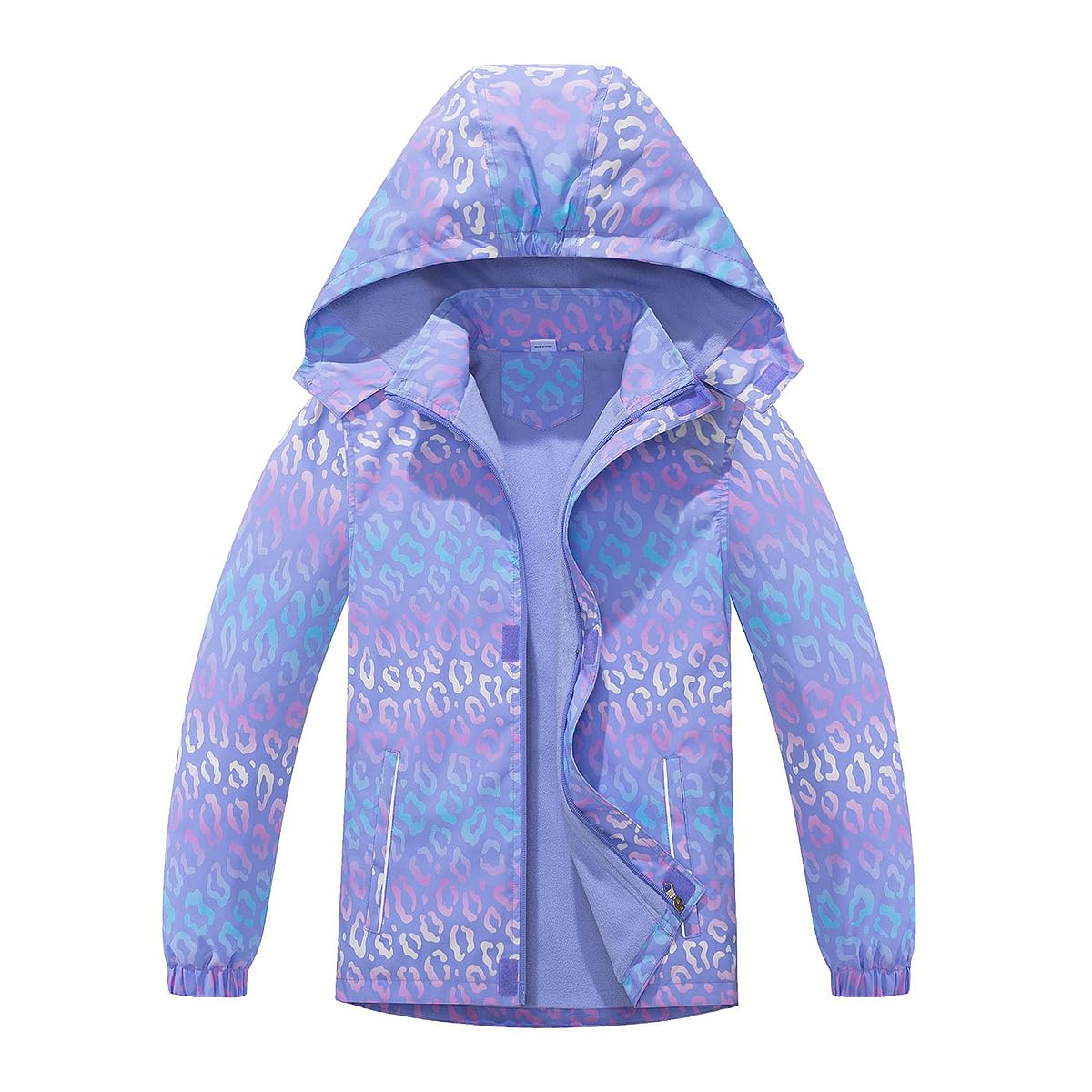linboo softshell jacket girls' transitional jacket with hood, fleece-lined windbreaker, breathable rain jacket, waterproof outdoor jacket for children