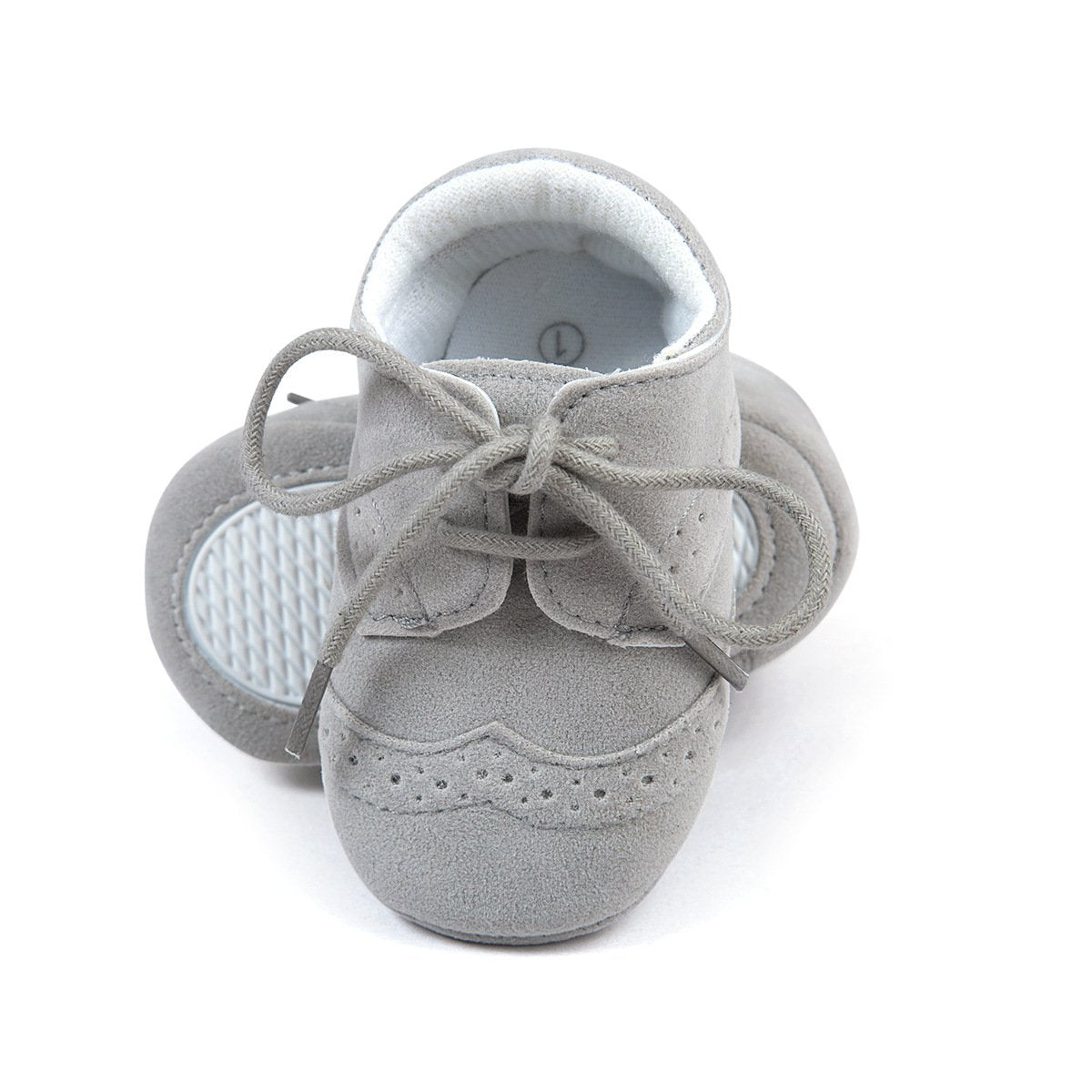 ESTAMICO Babyschuhe für Jungen – PU Schnürsenkel Lauflernschuhe Kleinkind Sneaker Grau 6-12 Monate