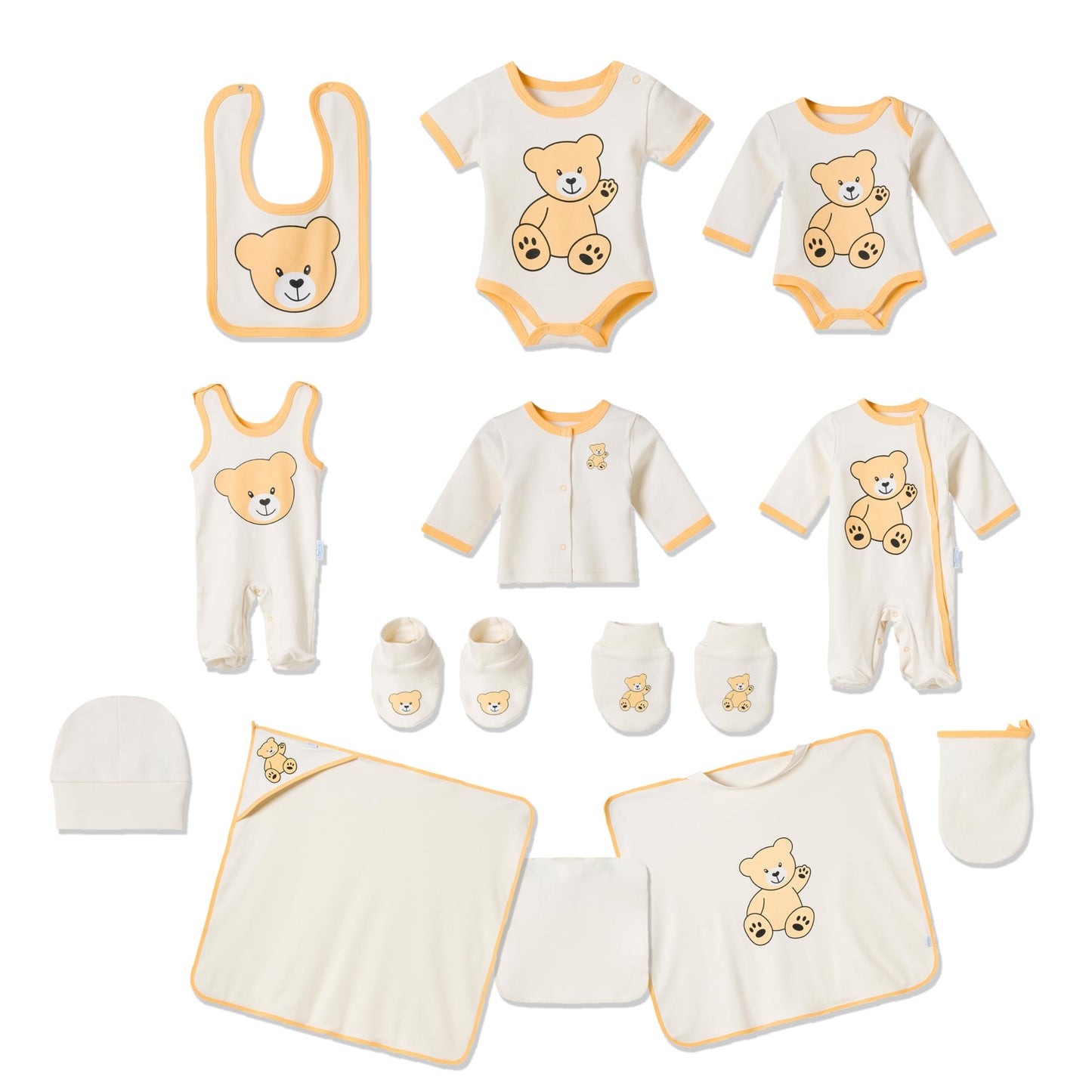 MyyBaby - Newborn Baby Set 100% Organic Cotton Oeko-Tex Standard 100 Baby First Equipment Clothing Newborn Baby Gift Set 13 Pieces 0-4 Months