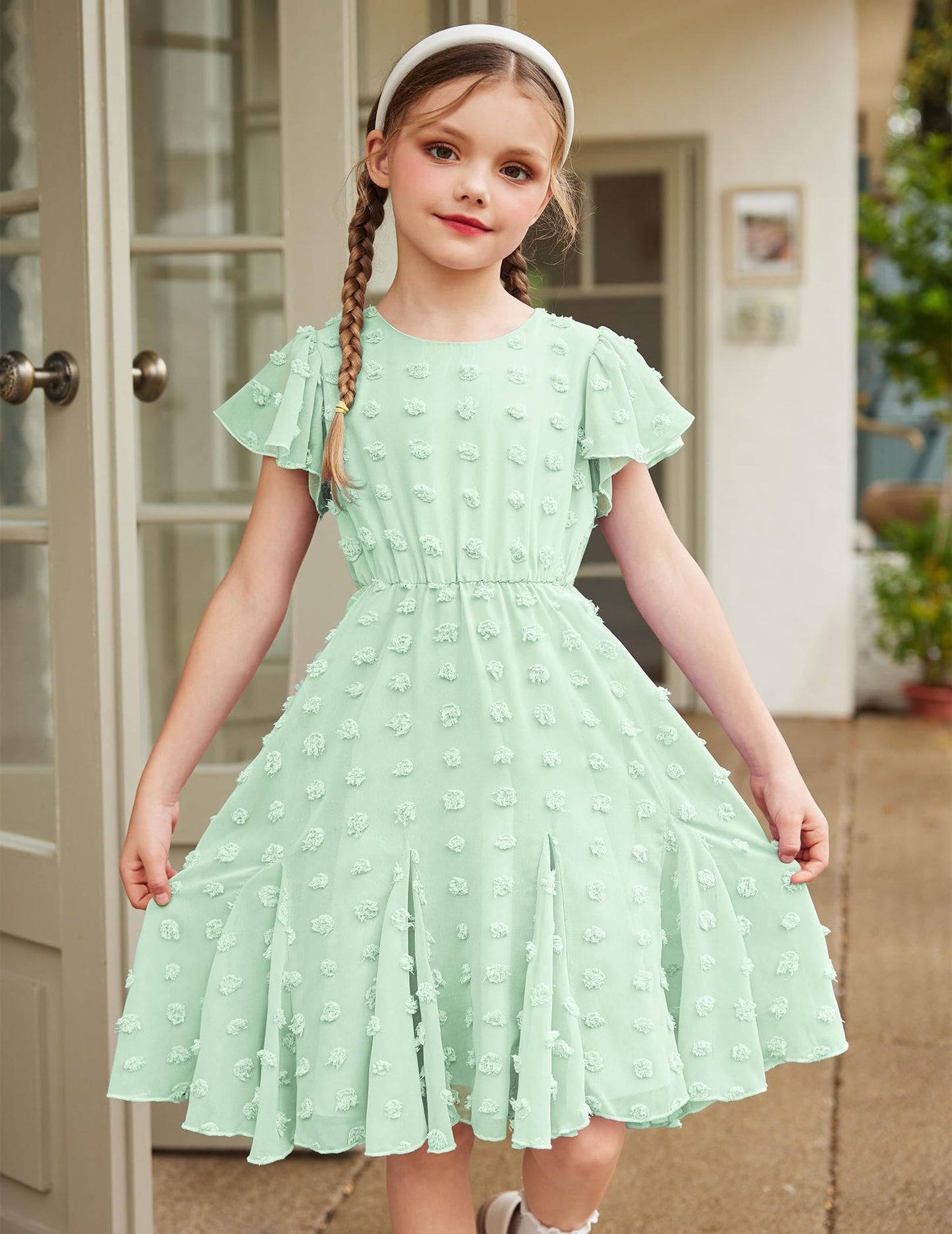 Flypigs Kleid Mädchen Festlich Hochzeit Party Kurzarm Sommer Freizeitkleid Prinzessin Chiffon Kleider Kinder Teenager Kleidung 3-12 Jahre