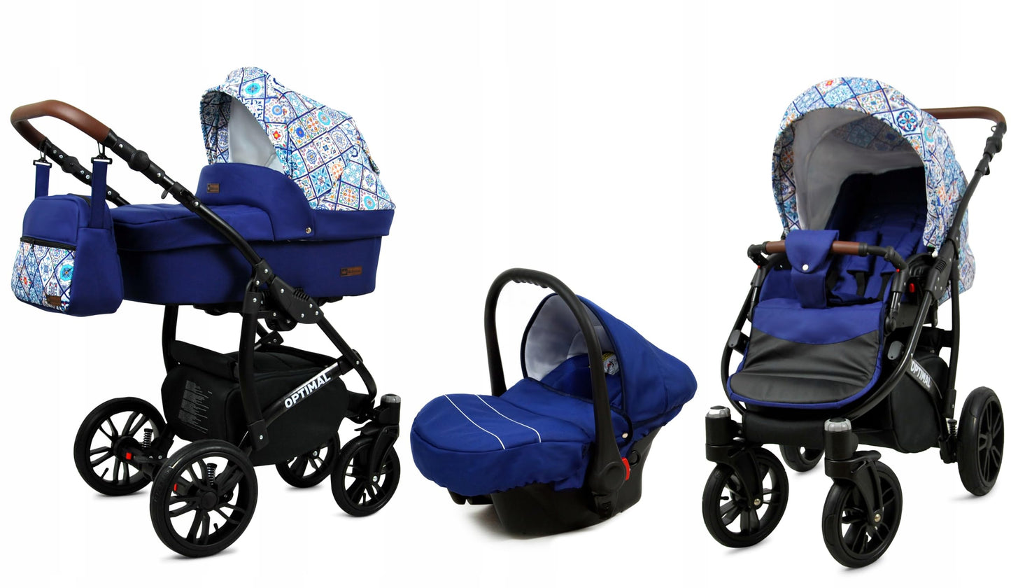 BabyLux® Kinderwagen Set 4 in 1 - Optimal - incl. Babywanne, Buggy Sportsitz, Auto-Babyschale, ISOFIX-Basisstation - Autositz - Kinderwagenset - Kombikinderwagen mit Wickeltasche usw.