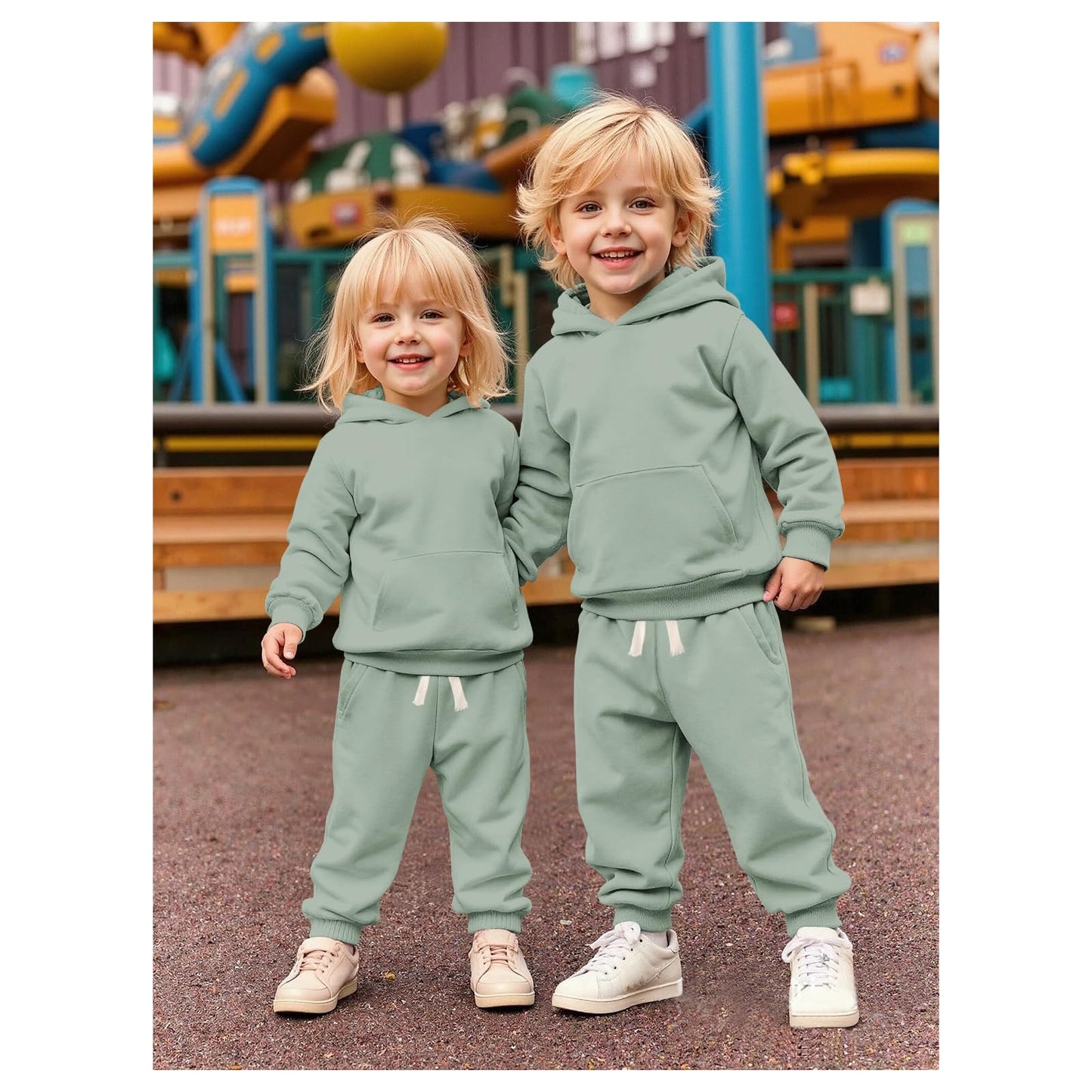 BOUTIKOME Baby Clothing Boys Girls Outfits Newborn Baby Clothing Hoodie and Trousers Two Piece Set with Hood Warm Soft Long Sleeve Shirt Plain Children's Hoodie