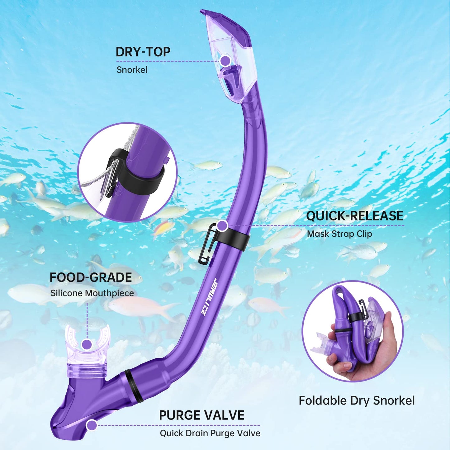 JEMULICE Taucherbrille Kinder, Schwimmbrille Kinder Schnorchelmaske für Jungen Mädchen, Tauchmaske mit Nasenabdeckung 180°Panorama HD Anti Nebel Anti-Leck Schwimmmaske für Kinder 4-16 Jahre
