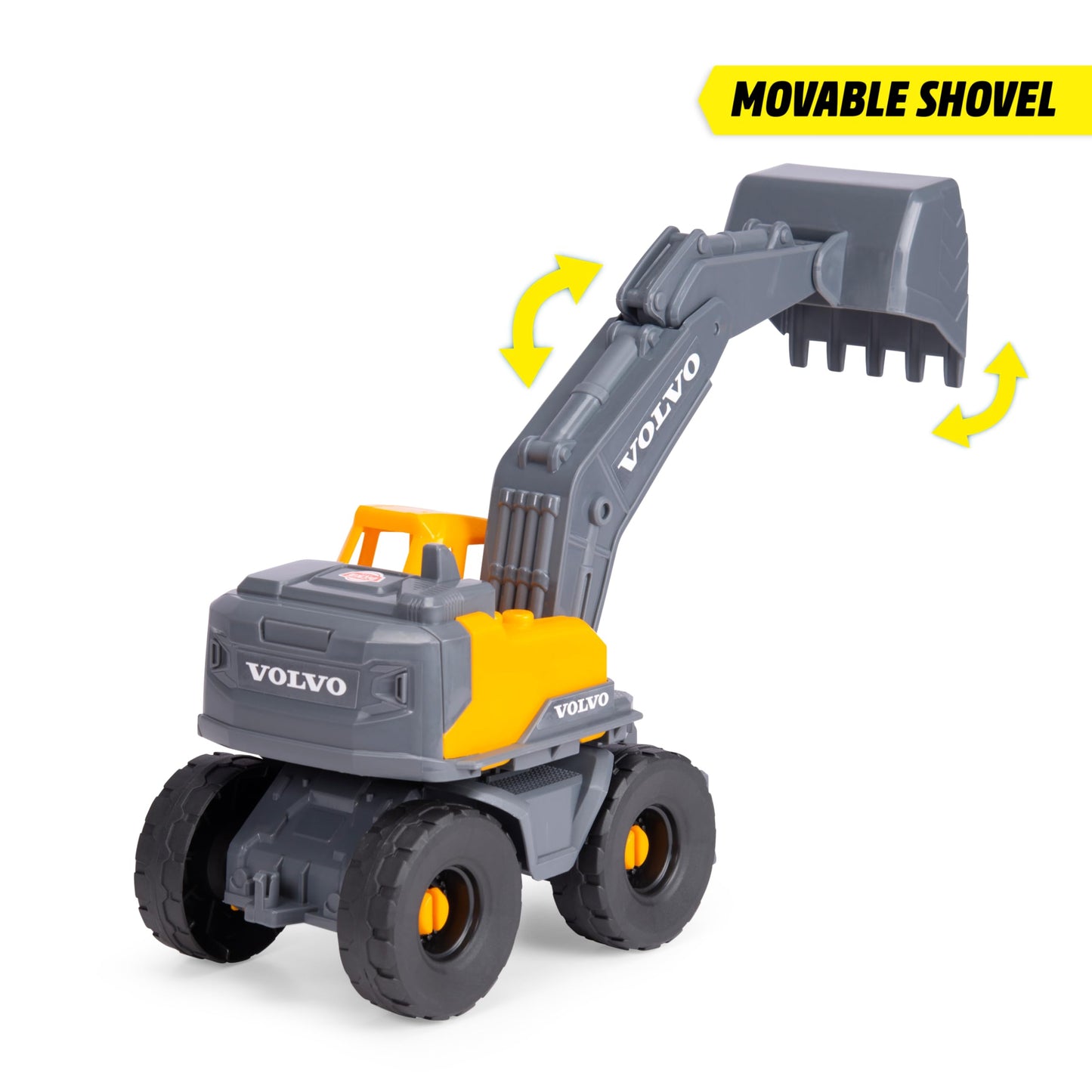 Dickie Toys - Volvo Bagger Tough Excavator (26 cm) - Spielzeug-Schaufelbagger für Kinder ab 3 Jahre mit Freilauf, beweglichem Arm und Schaufel, als Sandspielzeug geeignet