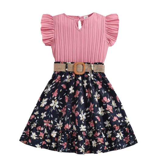 Kleinkind Baby Mädchen Outfits Rüschen Ärmellose T-Shirt Tops + Elegant Blumen Mini Rock 2 Stück Frühling Sommer Kleidung Sets