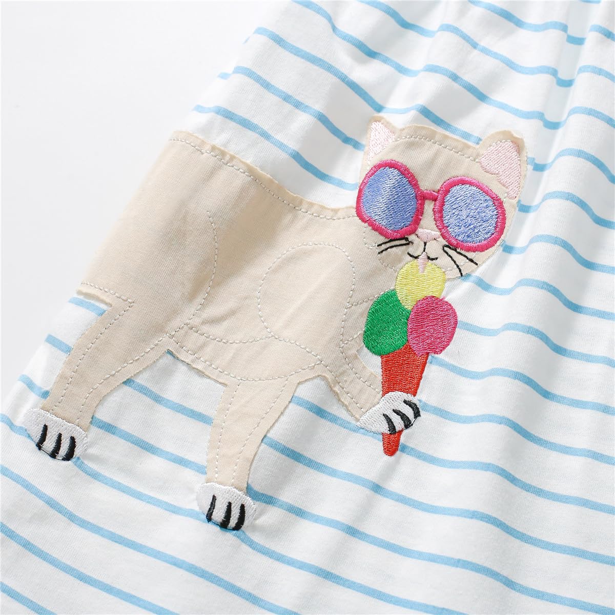 Kleinkind Mädchen Kurze Ärmel Ostern Kleid Baumwolle lässig Jersey Shirt Playwear Applique Kleid