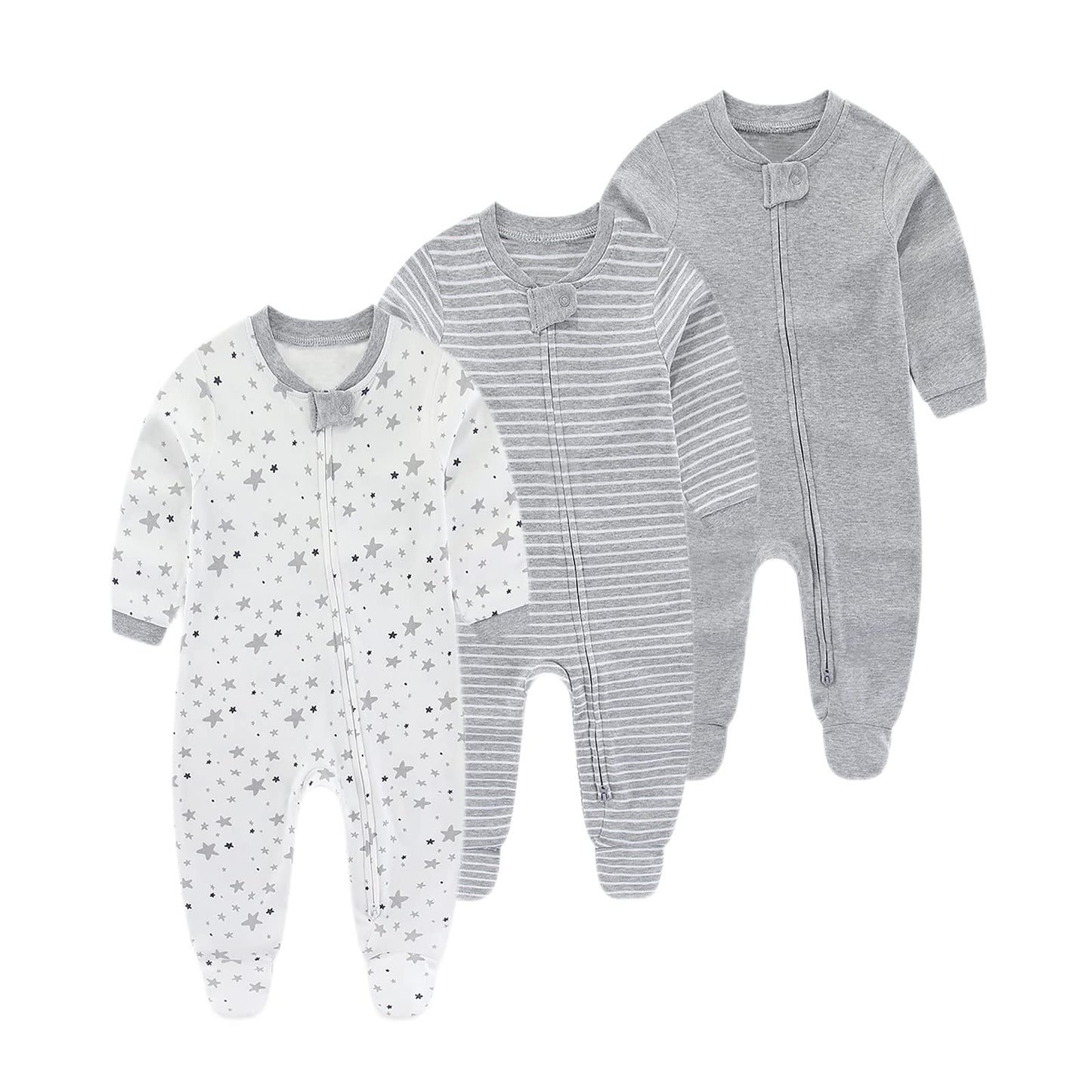 Chamie Baby Rompers Long Sleeve Cotton Rompers 0-3m/3-6m/6-9m/9-12m