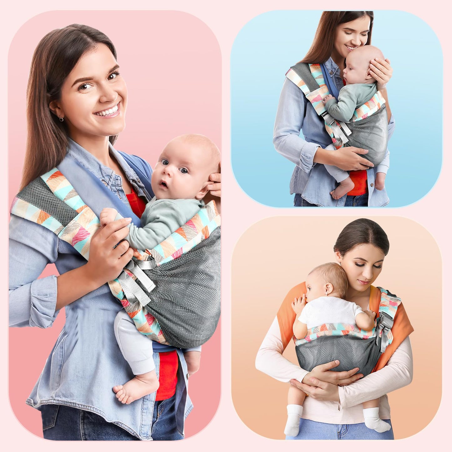 Baby carrier for newborns from birth, ergonomic, child carrier, adjustable baby carrier, suitable for babies from 3 to 36 months, easy to put on, ideal for hands-free parenting