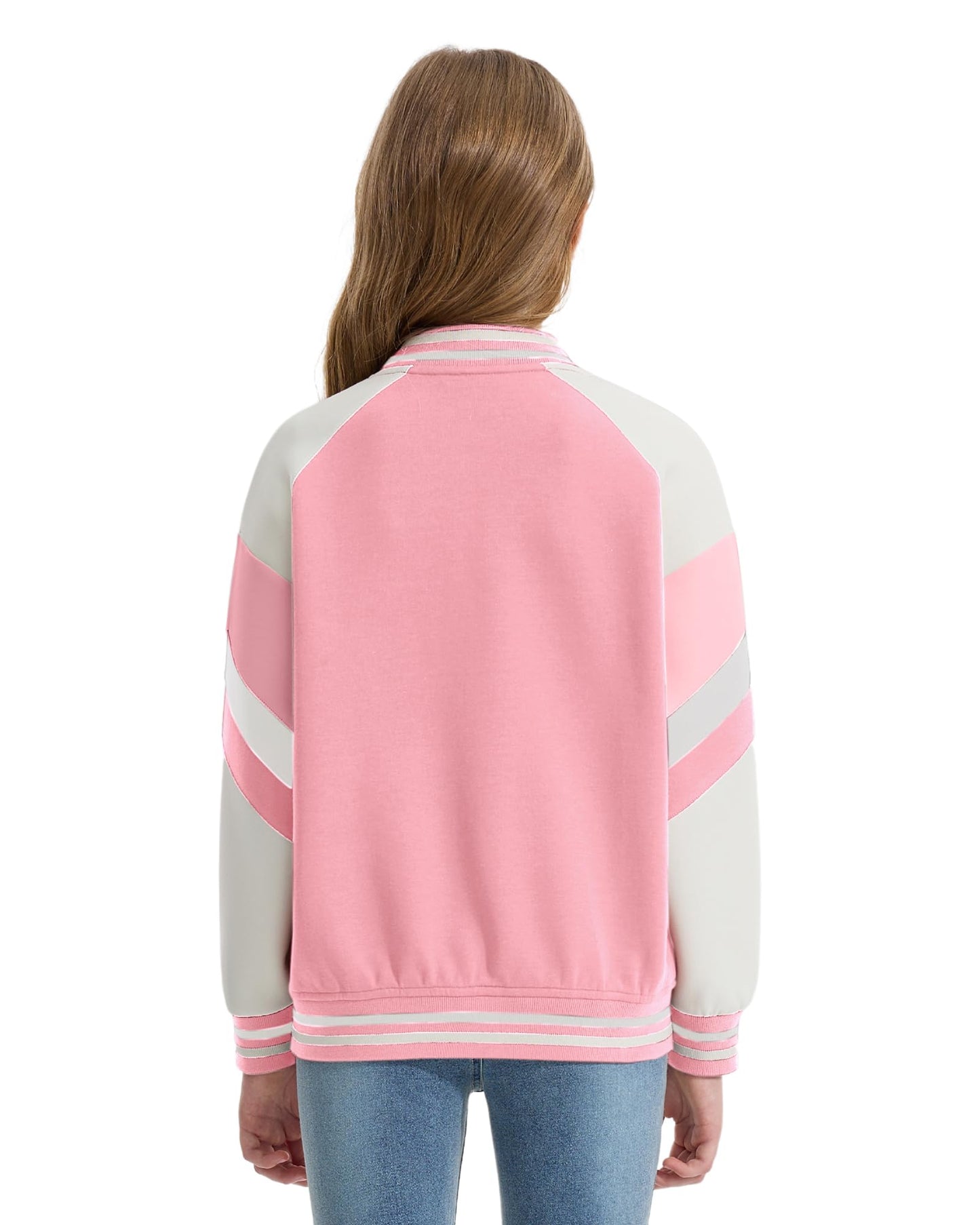 Rolanko Girls Baseball Jacket Boys Varsity Style Sweat Jacket with Pockets for School Bomber Coat for Children