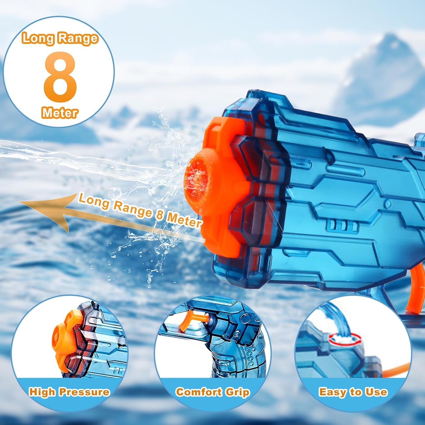 Wasserpistolen für Kinder, 2 Stück Wasserpistolen Set, Kunststoff Wasserspritzpistolen, Kindersprühpistole, Größe 17 x 13 cm, für Wasserschlachten im Freien, Sommer, Spielzeug, Pool, Party, Geschenk