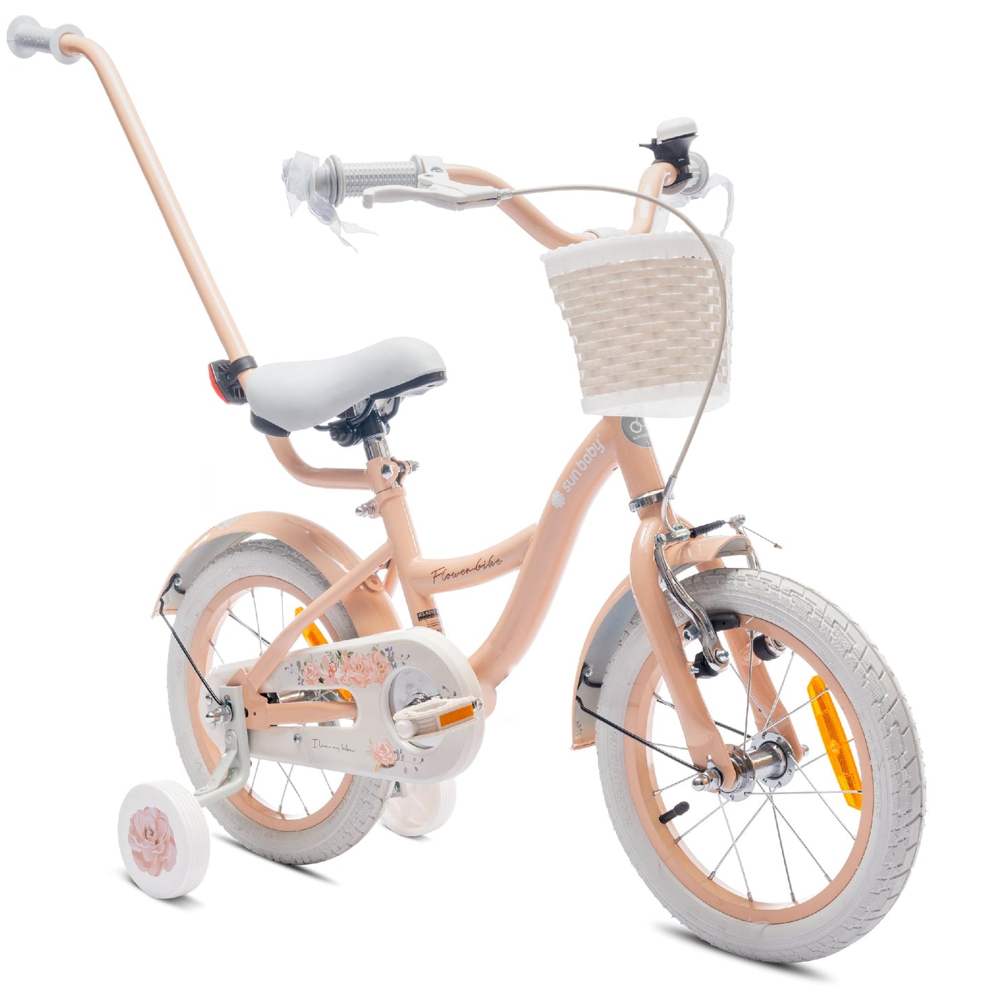 sun baby Mädchenfahrrad Flower Bike Radgröße zur Auswahl, mit Abnehmbarer Schubstange, Kinderfahrrad für Mädchen von 2 bis 6 Jahre - Meloni2