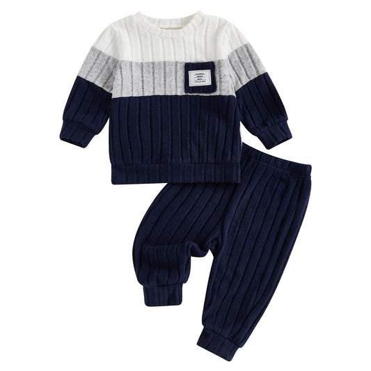 Baby Clothing Boys Winter Jumper Outfit Long Sleeve Sweatshirt + Trousers Children's Clothing Set for Baby Boys Knitted Jumper