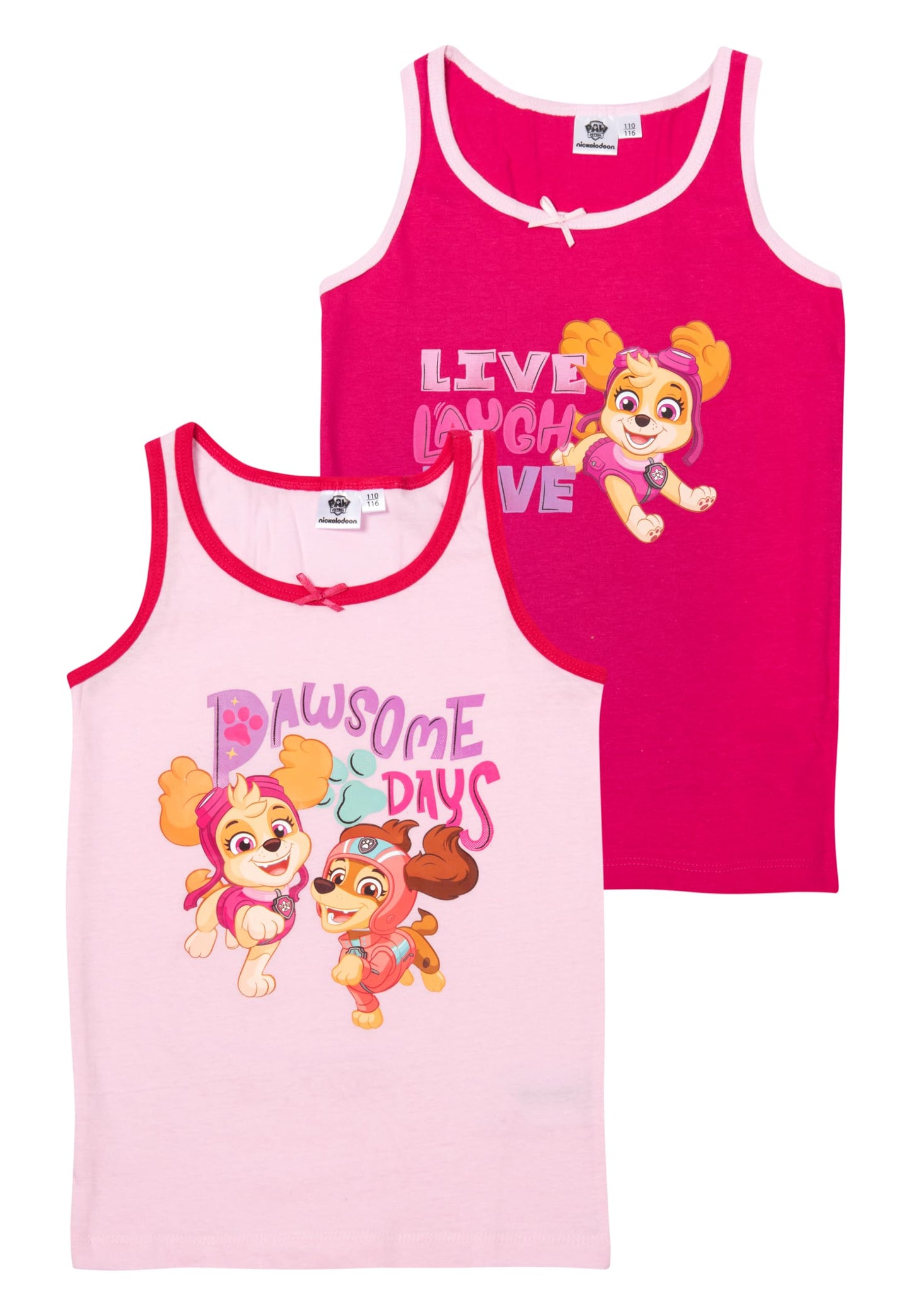 Paw Patrol undershirt for girls - children's tank top underwear pink (2-pack)